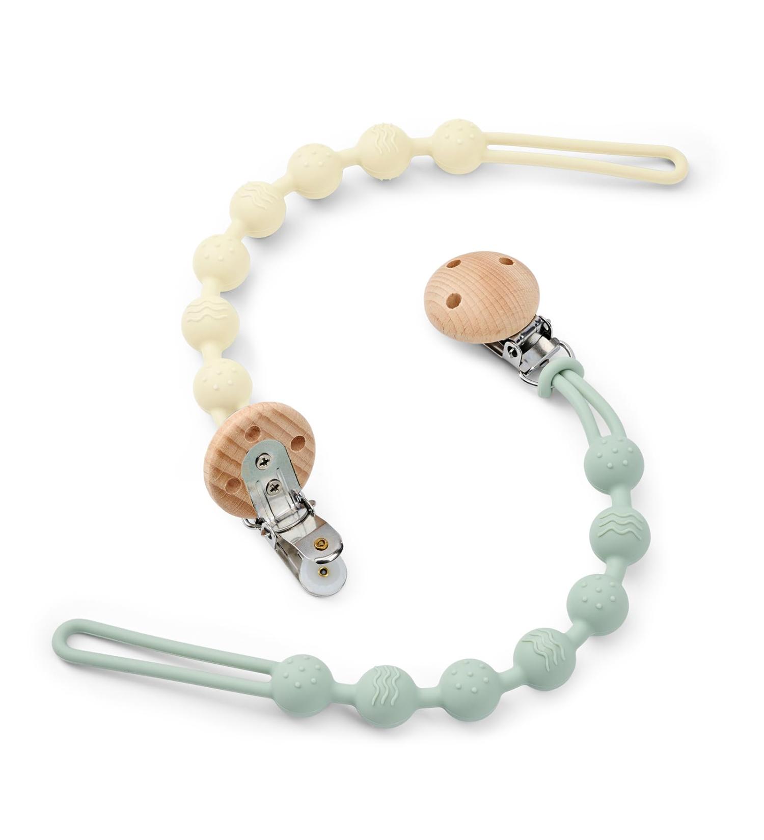 WeSweet BPA Free Silicone Pacifier Chain - Gift-Ready Baby Strap for Boys & Girls - Green & White - Buy Online on GoSupps.com