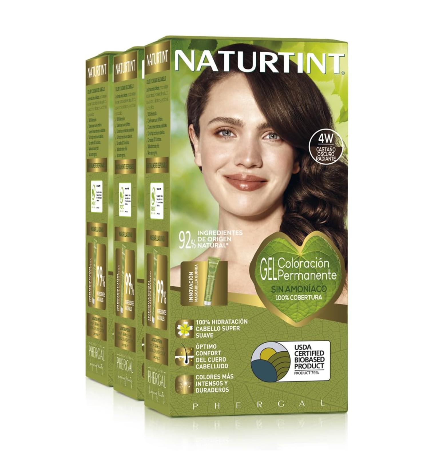 Natureint Biobased Hair Color 4W Radiant Dark Brown - Ammonia-Free Natural Ingredients | 3 Pack (510 ml) - Eco-Friendly Hair Dye - Buy Online on GoSupps.com