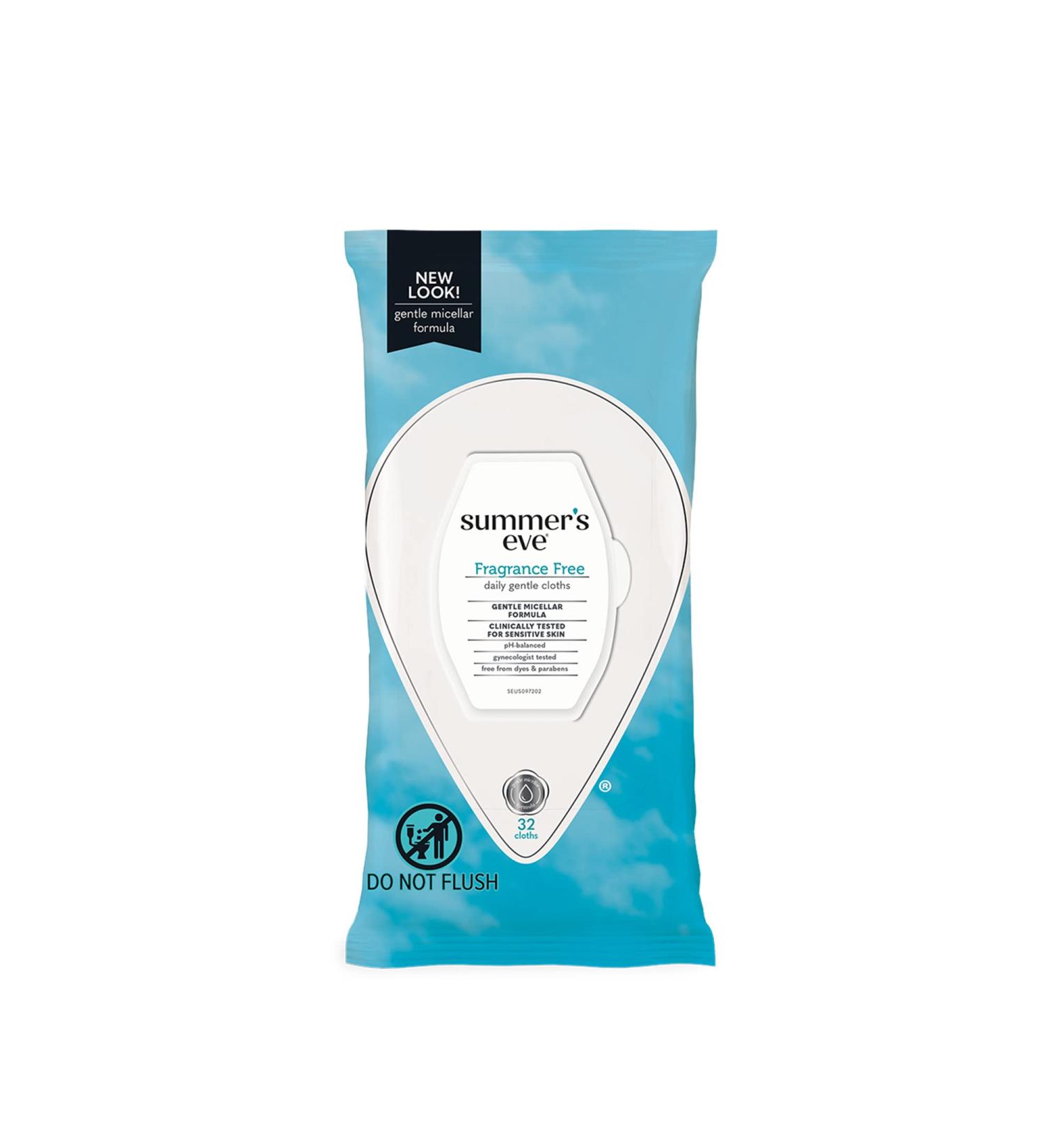 Summer's Eve Fragrance Free Gentle Feminine Wipes - 32 Count Cleansing Cloths (Pack of 1) - Buy Online on GoSupps.com