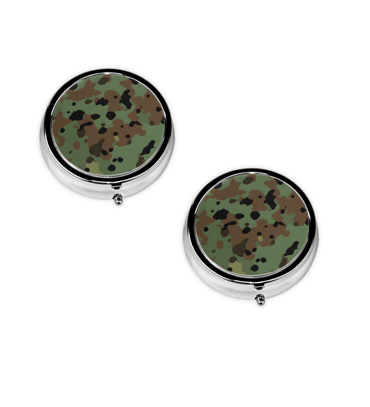 Camouflage Mini Round Pill Box - 3 Compartment Travel Organizer for Home & Office | Portable Medicine Case - Buy Online on GoSupps.com