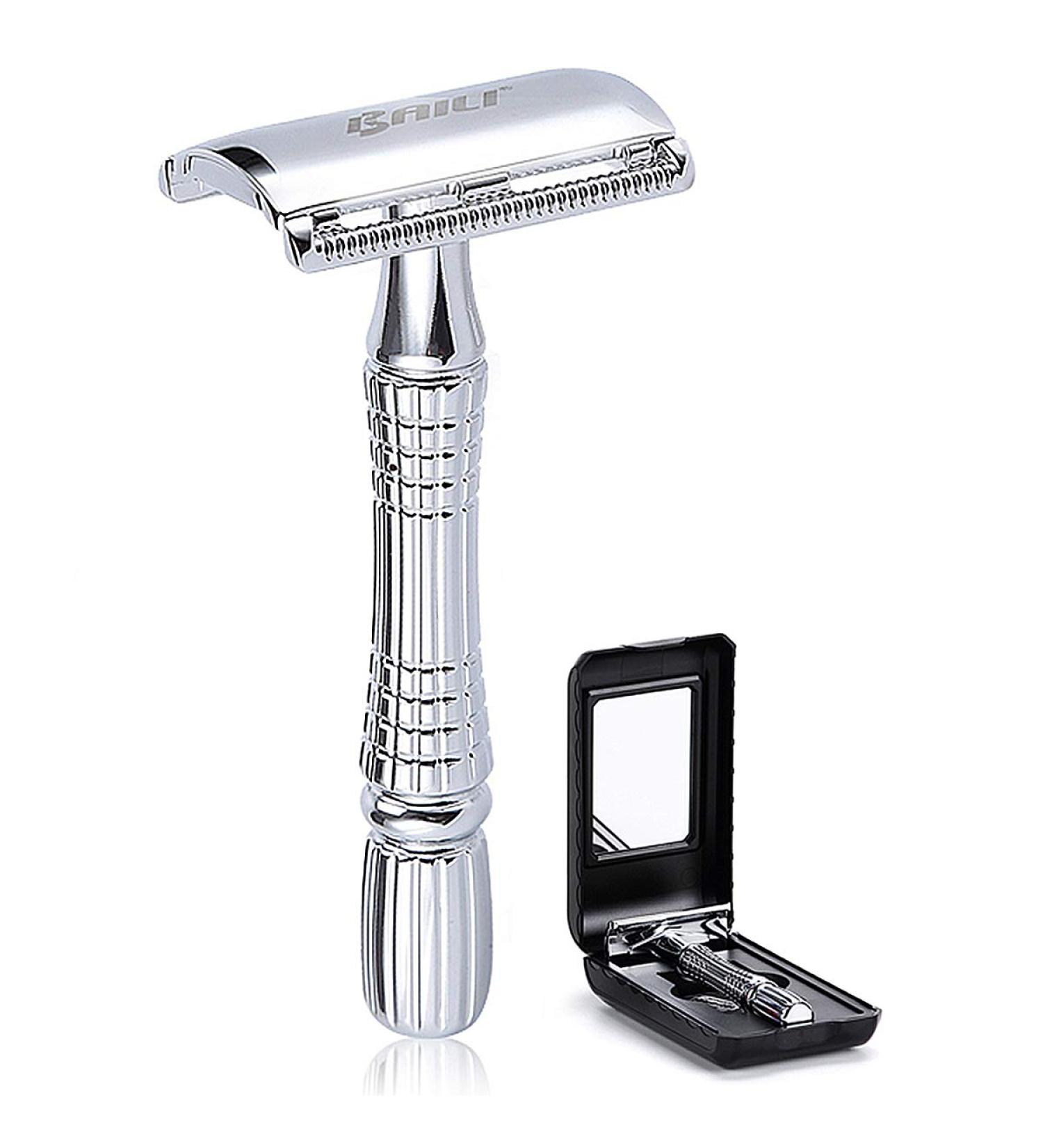 BAILI Classic Double Edge Safety Razor Set with Platinum Blade - Silver BD176 - Buy Online on GoSupps.com