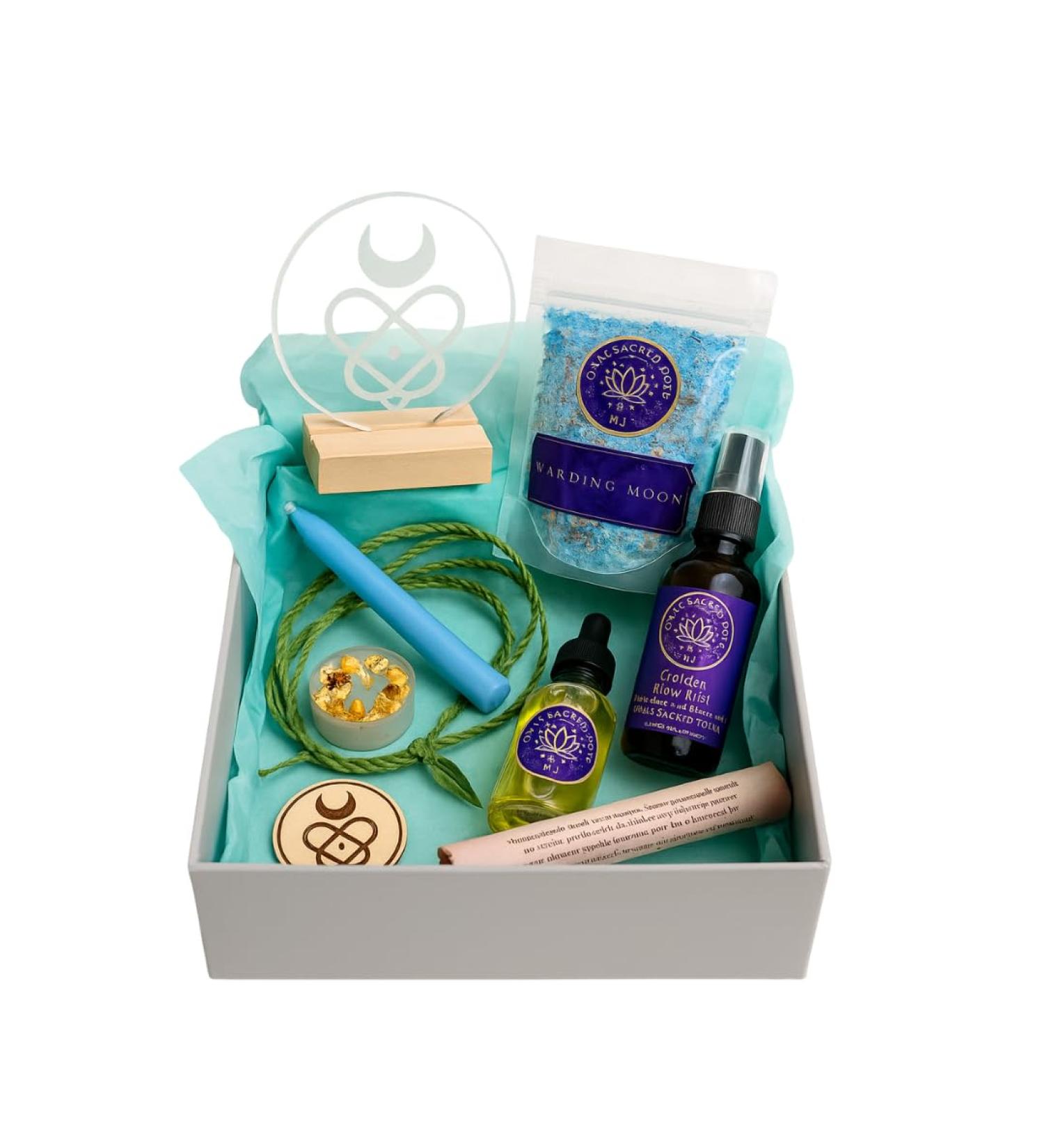 New Moon Ritual Box for Couples Sacred Union Ceremony Kit with Golden Flow Mist Cord & Altar - Buy Online on GoSupps.com