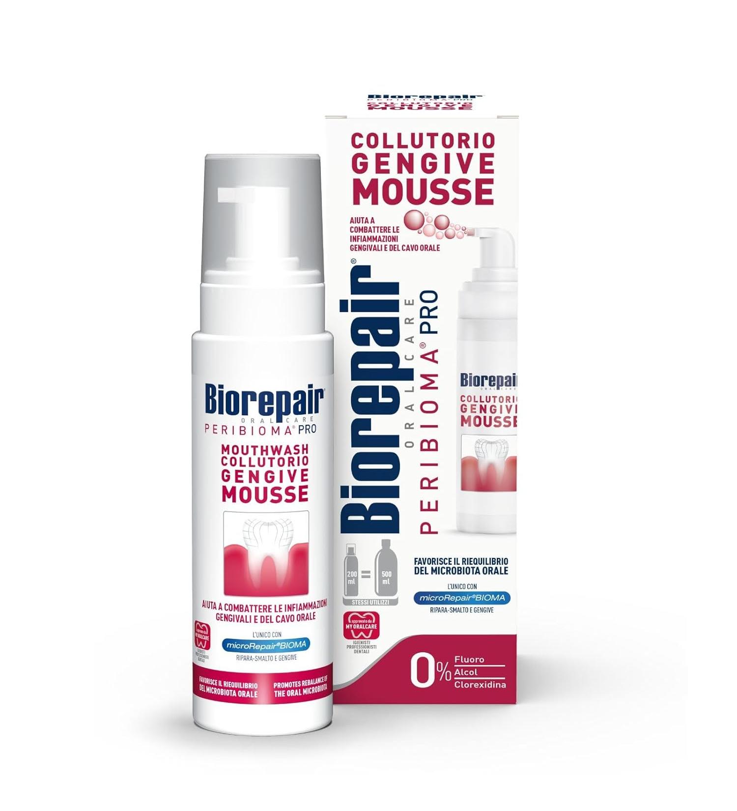 Biorepair Peribioma Mousse Mouthwash 200ml | Antibacterial Oral Hygiene for Inflamed Gums | International Shipping Available - Buy Online on GoSupps.com