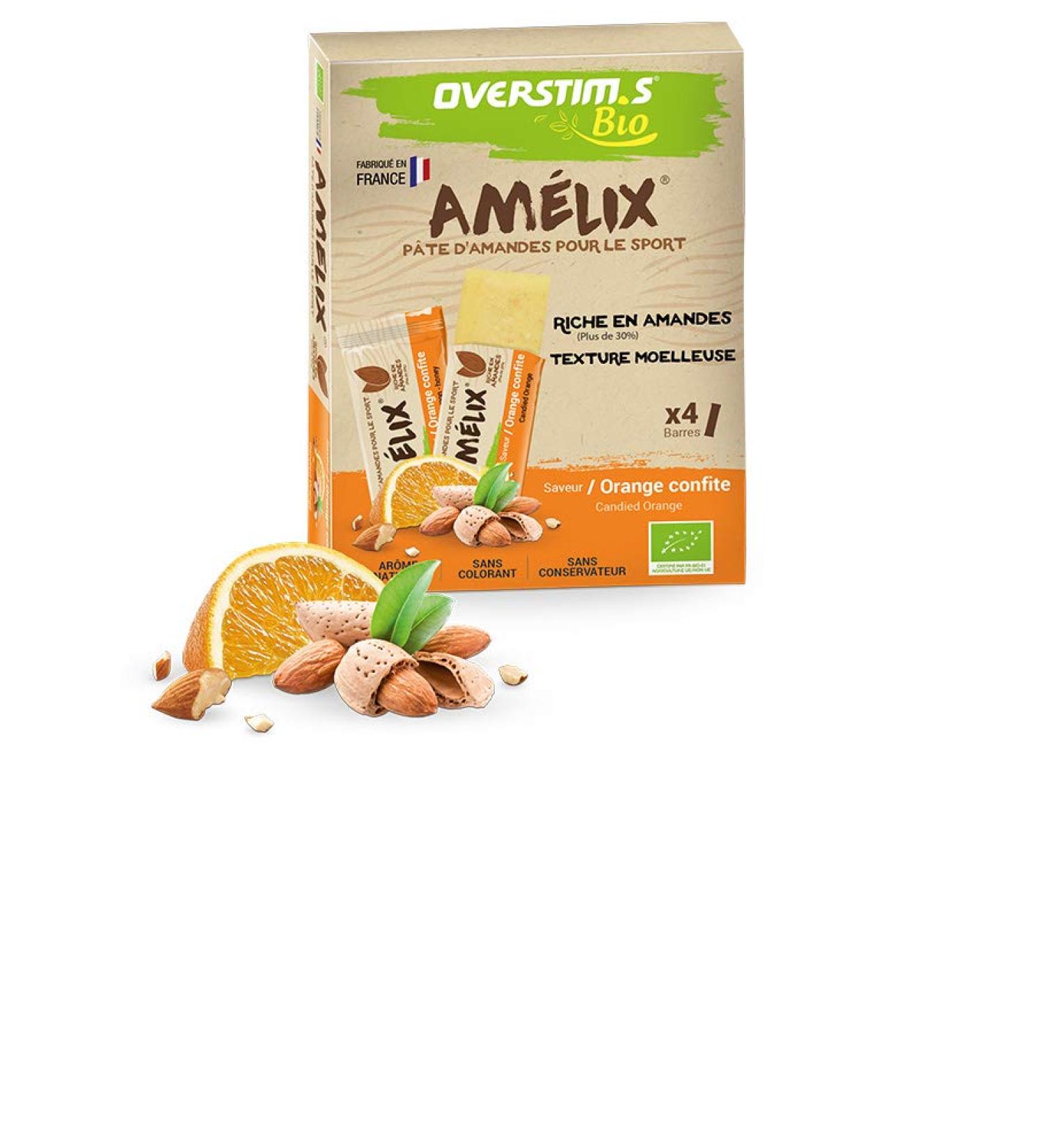 OVERSTIM.s - Am lix Bio (4 barres) - Orange confite - Barre nerg tique pour le sport - Energie progressive -Texture moelleuse et savoureuse 100 g - Buy Online on GoSupps.com