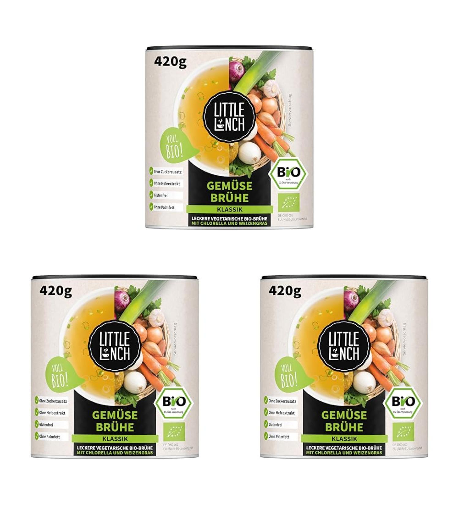 Little Lunch Organic Vegetable Broth | 100% Natural | No Added Sugar Flavor Enhancers Yeast or Palm Fat | 420g (3-Pack) - Buy Online on GoSupps.com
