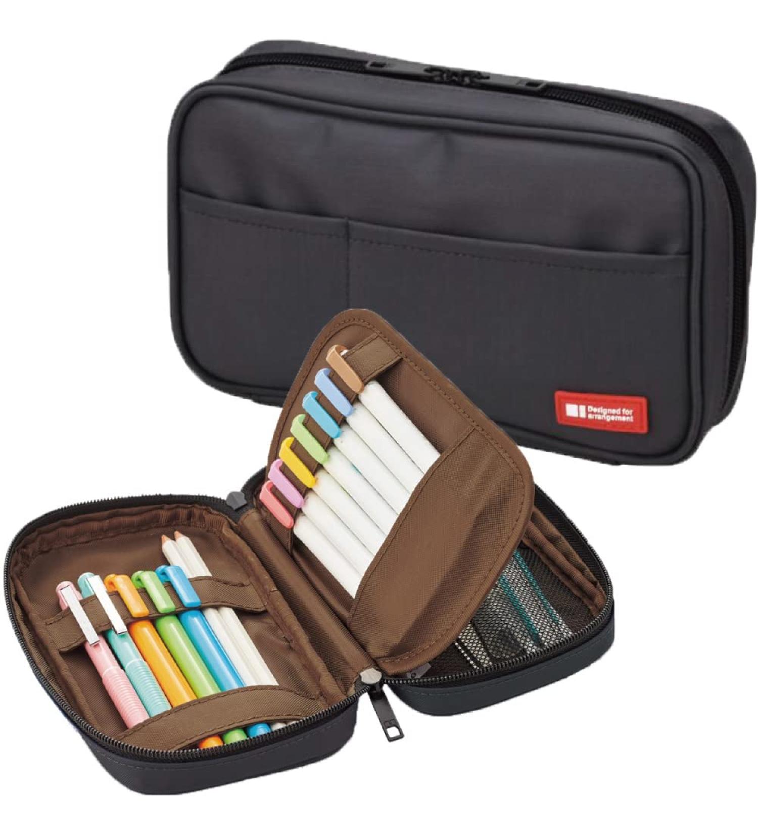 LIHITLAB Zipper Pen Case - Black, 7.9 x 2.0 x 4.7 Inches (A7551-24) - Buy Online on GoSupps.com