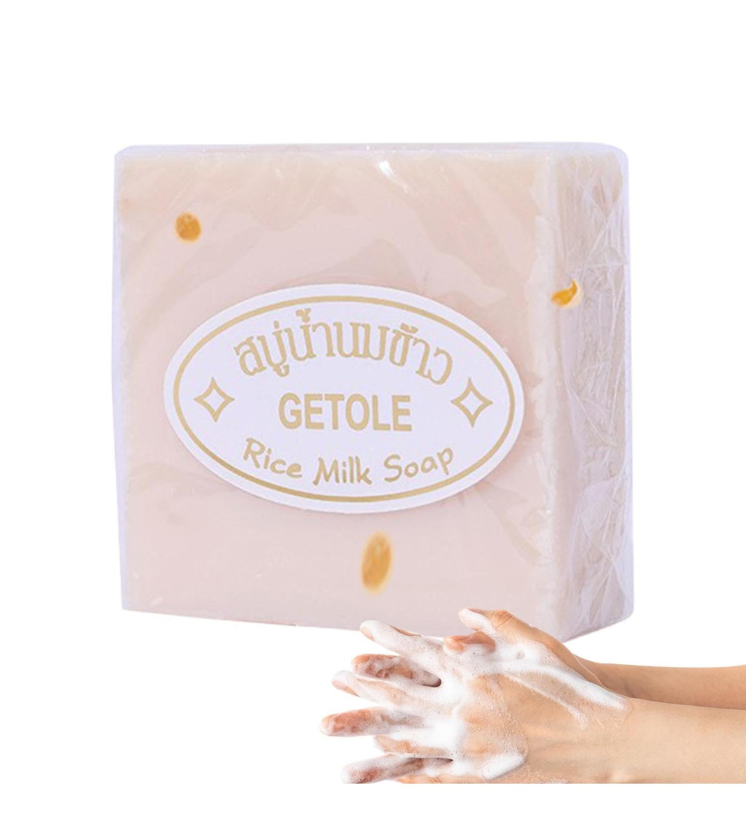 Natural Rice Milk Soap Natural Thai Handmade Rice Soap - Rice Lightening Soap With Rice Extract Cleansing And Moisturising Skin Whitening Soap For Face & Body Bath Supplies - Buy Online on GoSupps.com