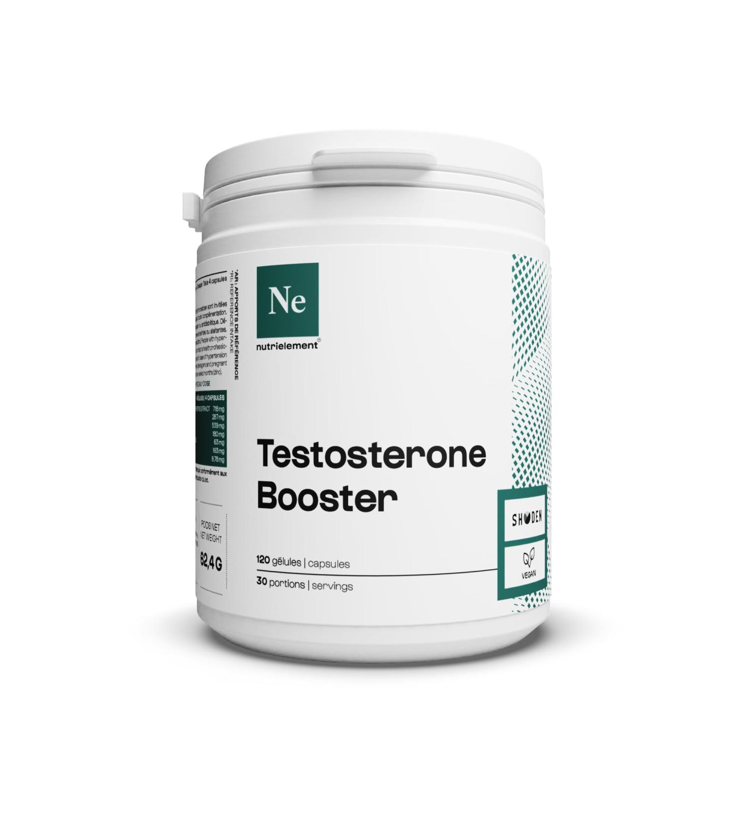 Nutrielement - Testosterone Booster - 120 Capsules - Tribulus Terrestris Maca Ashwagandha and Zinc - Men's Testosterone Dietary Supplement - Libido Energy and Endurance - Buy Online on GoSupps.com