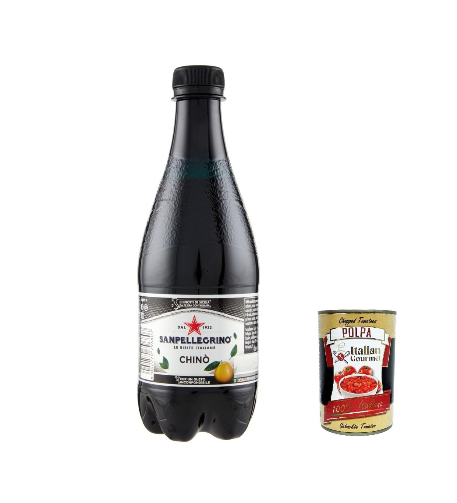  Italian Gourmet E.R. San Pellegrino Chinotto Chino Pack of 24 Italian Soft Drinks in PET Bottles 450ml Italian Bitter Orange Lemonade + Italian Gourmet Polpa 400g - Buy Online on GoSupps.com