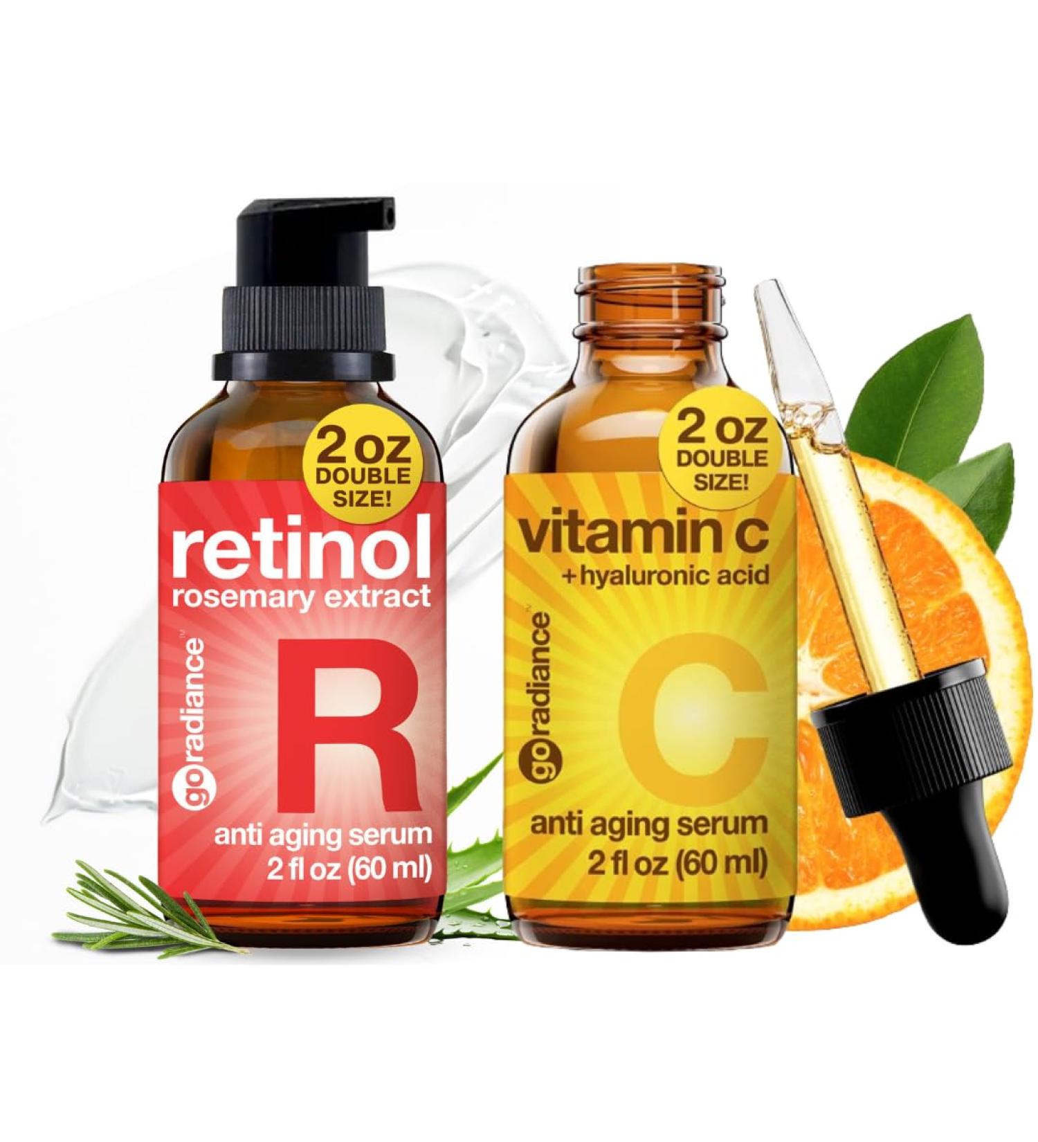 Go Radiance Retinol Serum 2oz + Vitamin C Serum 2oz for face - Buy Online on GoSupps.com