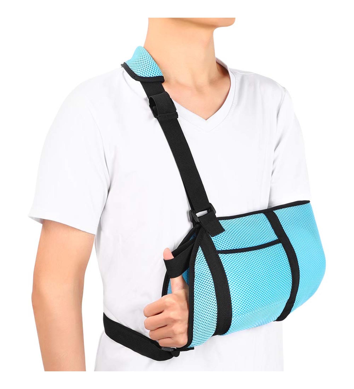 Adjustable Arm Sling with Waist Strap - Shoulder Immobilizer for Injury Support & Fractured Bones - Left & Right Arm - Buy Online on GoSupps.com