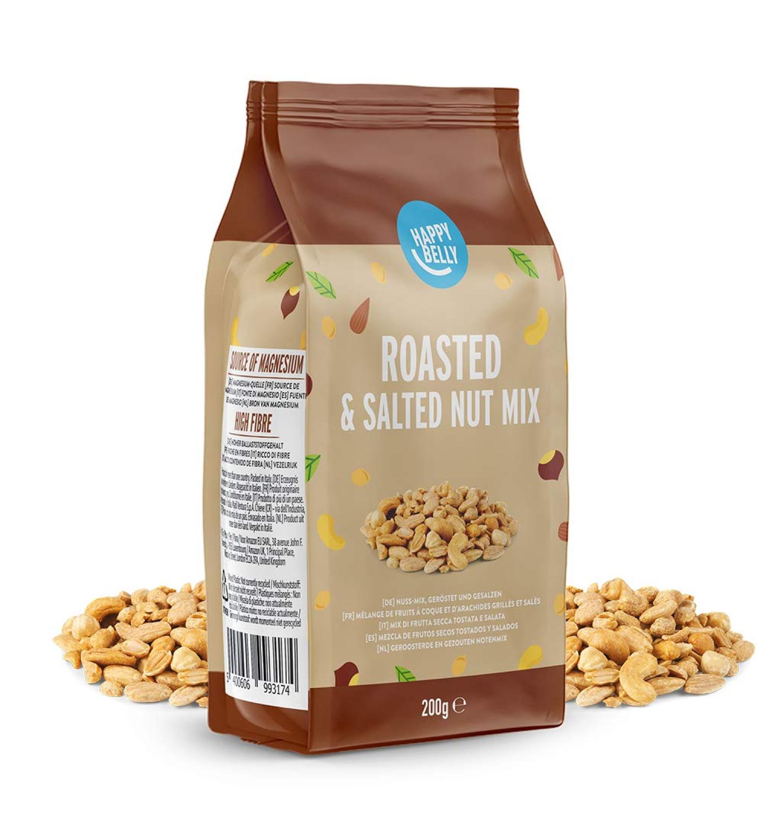 Happy Belly Nuss Mix - Roasted & Salted 800g (4 x 200g Packs) | Premium International Snack - Buy Online - Buy Online on GoSupps.com