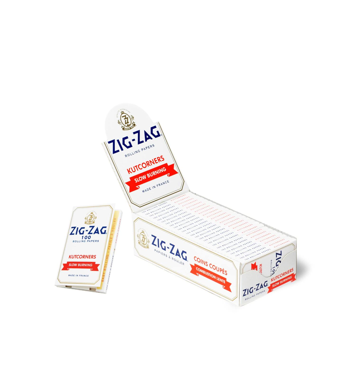Zig-Zag - Slow Burning Rolling Papers Carton of 25 packs 100 Leafs per Pack Size Single Wide (Regular) (2 Sizes) Available Kut Corners Easy Rolling 100% Natural Gum Arabic No Bleach Authentic (White) - Buy Online on GoSupps.com