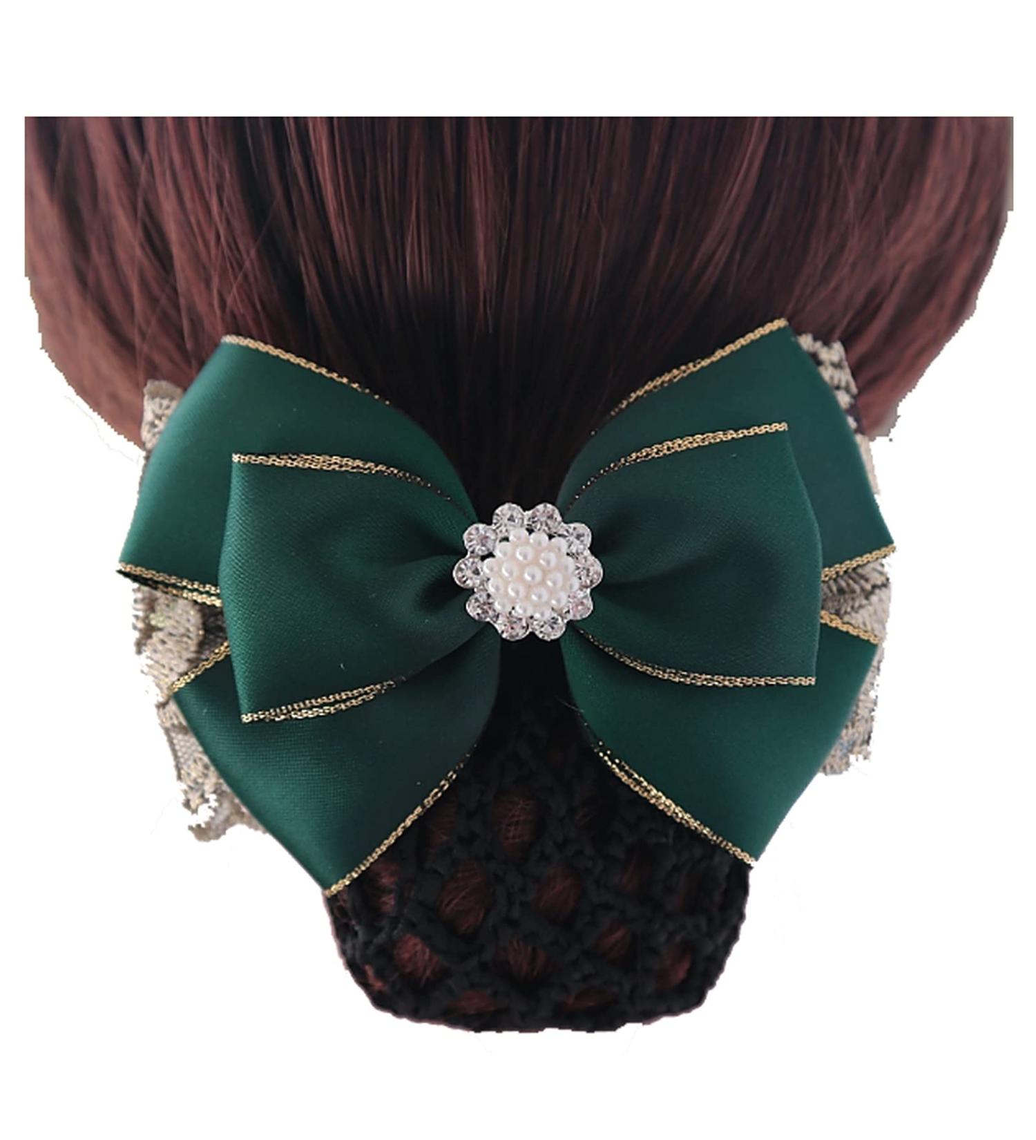 Professional Women's Hairnet Headwear Hair Bun Cover Net Hair Snood Bowknot Barrette Hair Accessories - Buy Online on GoSupps.com