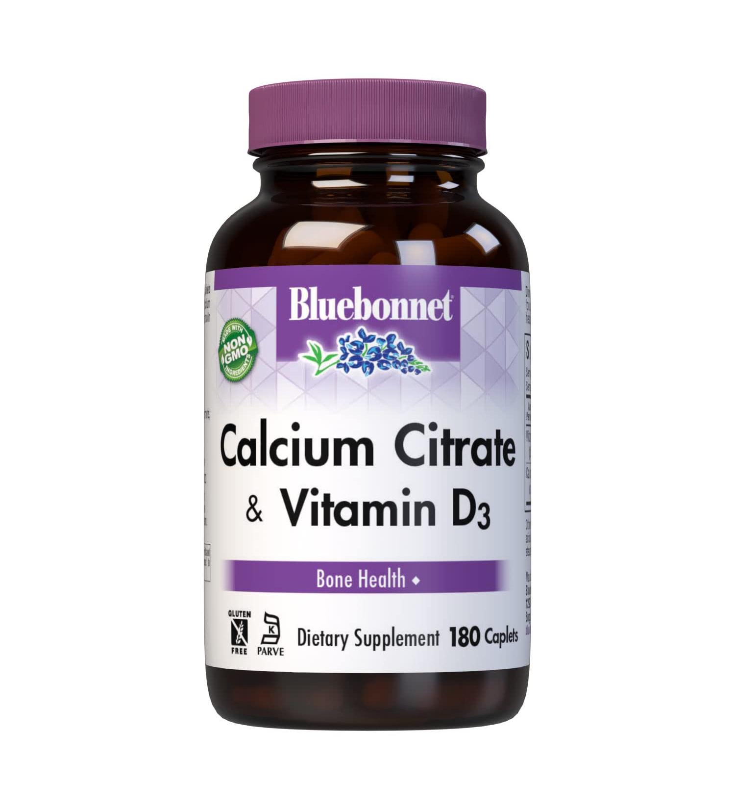 Buy Bluebonnet Nutrition Calcium Citrate Plus Vitamin D3 - 180 Caplets for Strong Bones - Buy Online on GoSupps.com