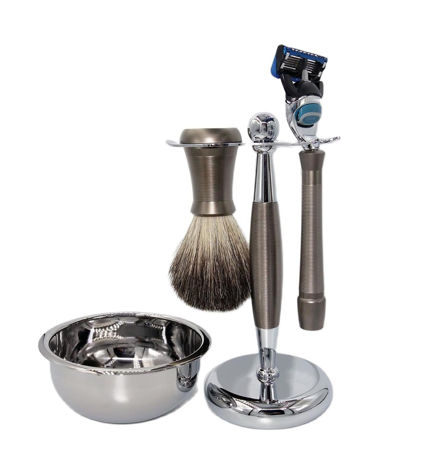 Magyfosia Men's Care Set: 5-Layer Fusion Razor Red Casting Handle Hair Brush & Shaving Bowl - Luxurious Birthday Gift for Men - Buy Online on GoSupps.com