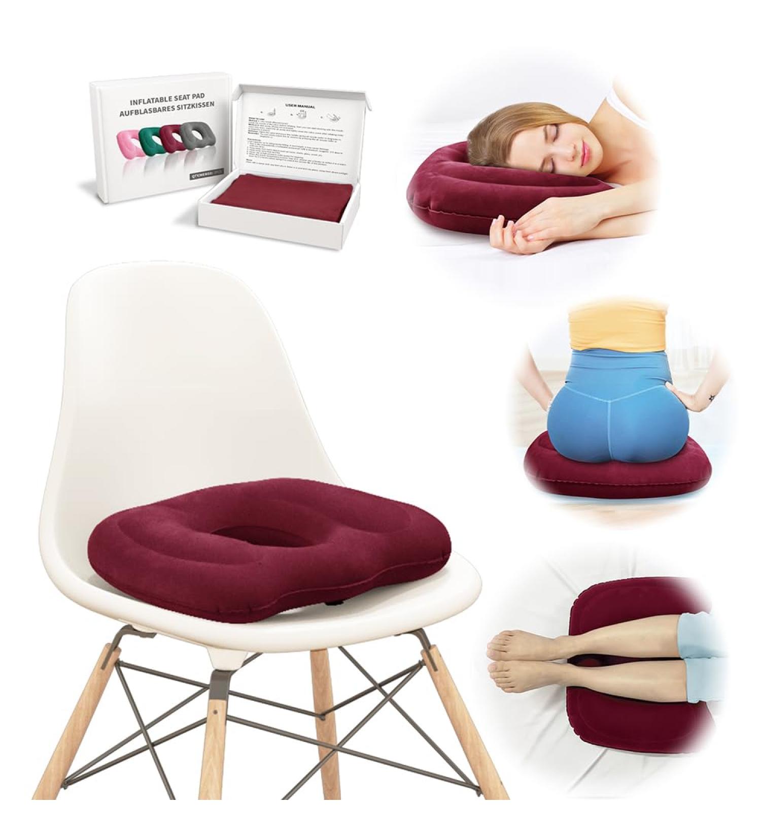 Inflatable Donut Pillow Adjustable Butt Cushion Seat for Long Sitting to Helps Relieve Pressure from Hemorrhoid Treatment Tailbone Pain Coccyx Pain Sciatica Postpartum (Pink) (deep red) - Buy Online on GoSupps.com