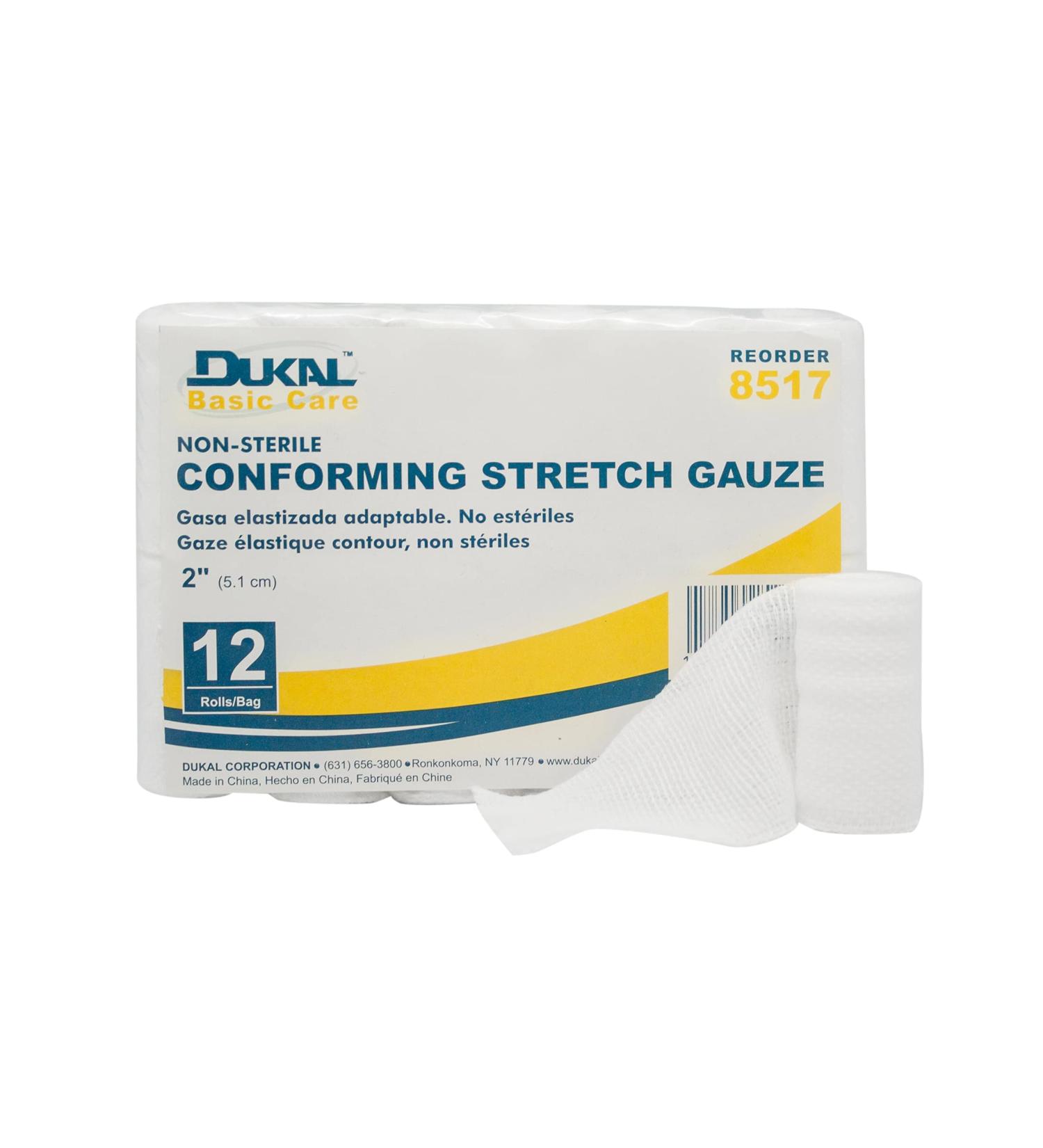 DUKAL 8517 Basic Care Conforming Stretch Gauze Bandage 2" Non-Sterile