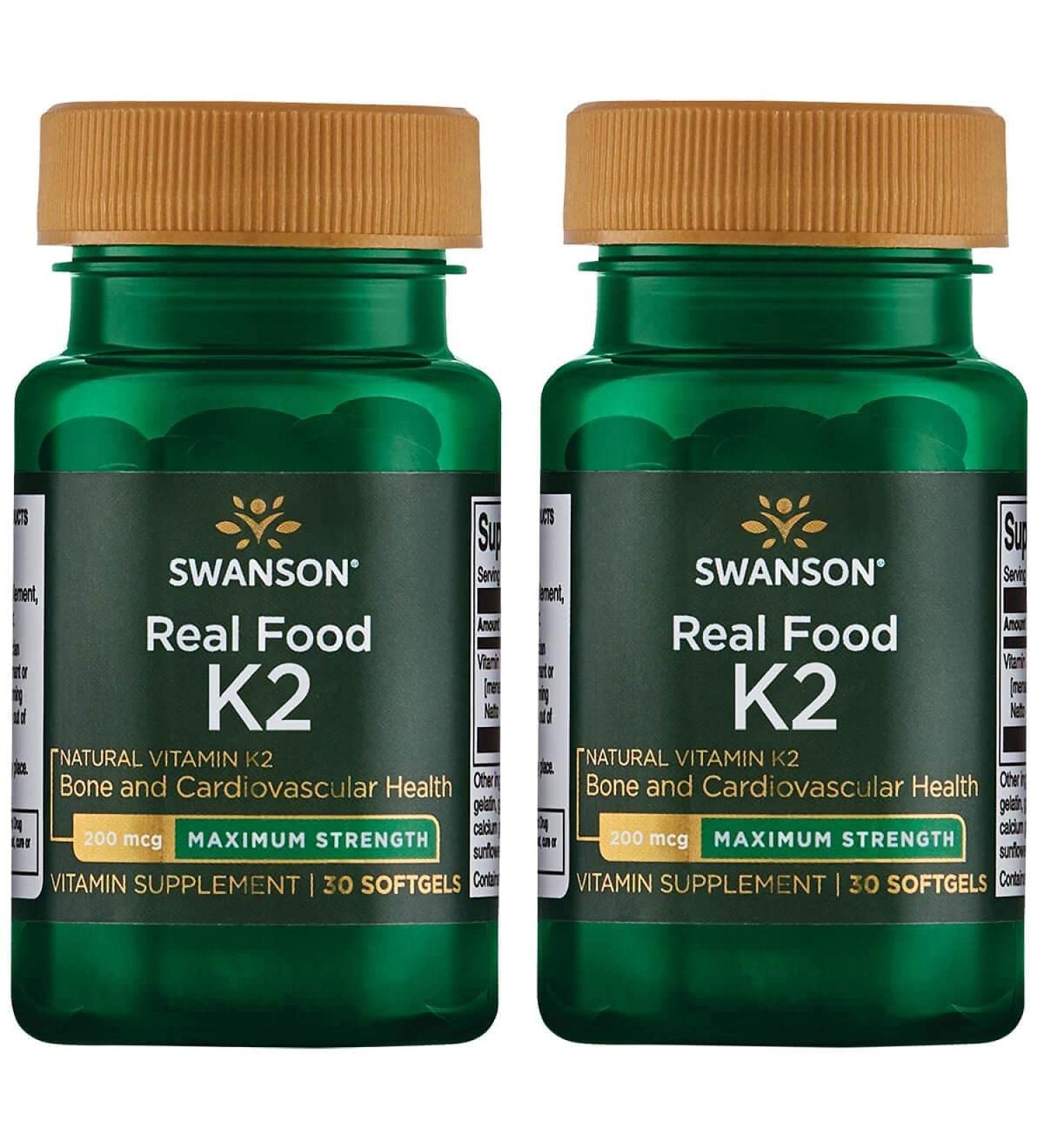 Swanson K2 200 mcg Softgels - Maximum Strength Real Food Supplement | 30 Softgels - Buy Online on GoSupps.com