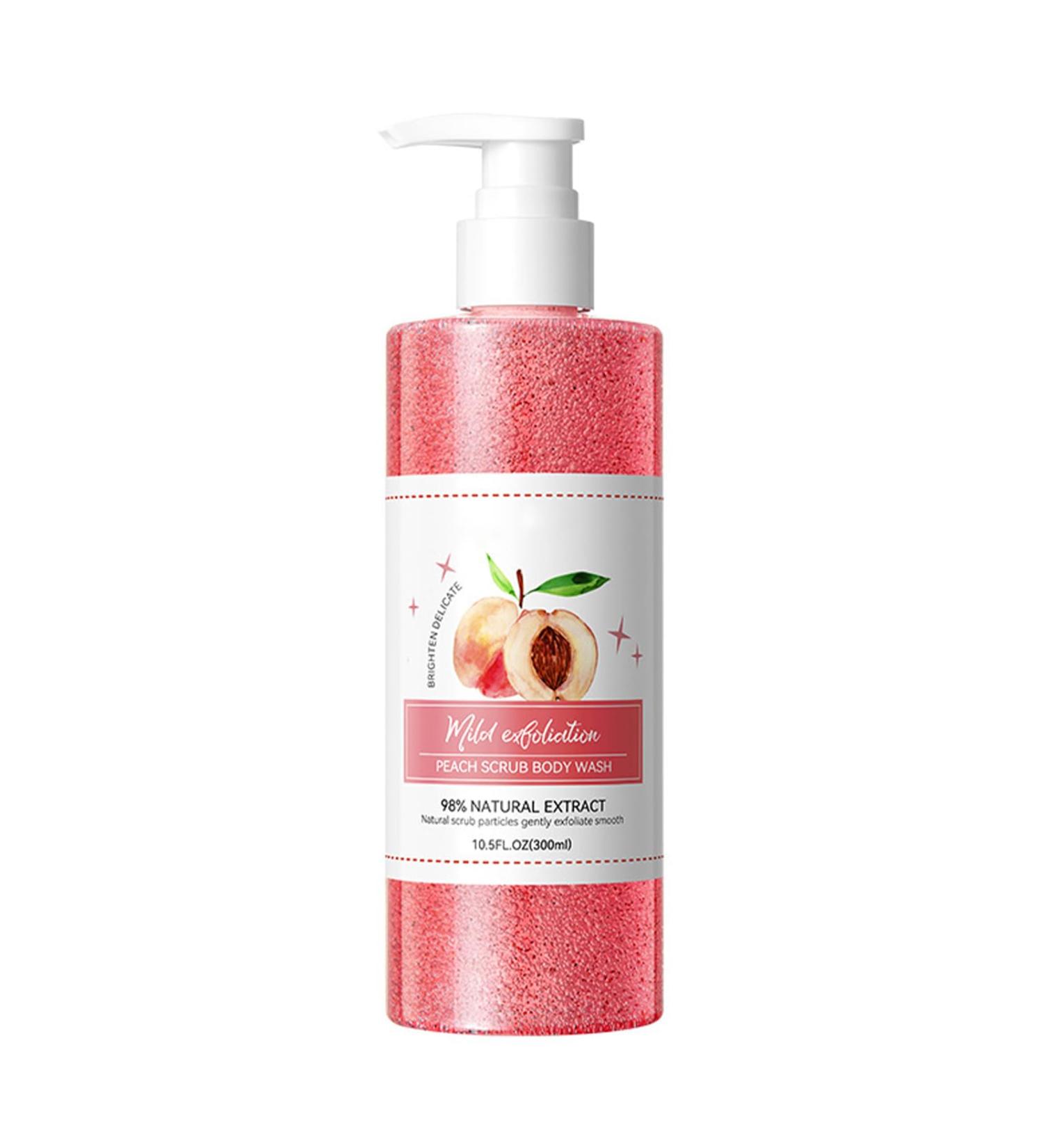 300ml Peach Body Wash Scrub Exfoliating Cleanser for Soft Smooth Skin Hydrating Nourishing Body Care for Women Men Daily Shower Gel One Size Hot Pink - Buy Online on GoSupps.com