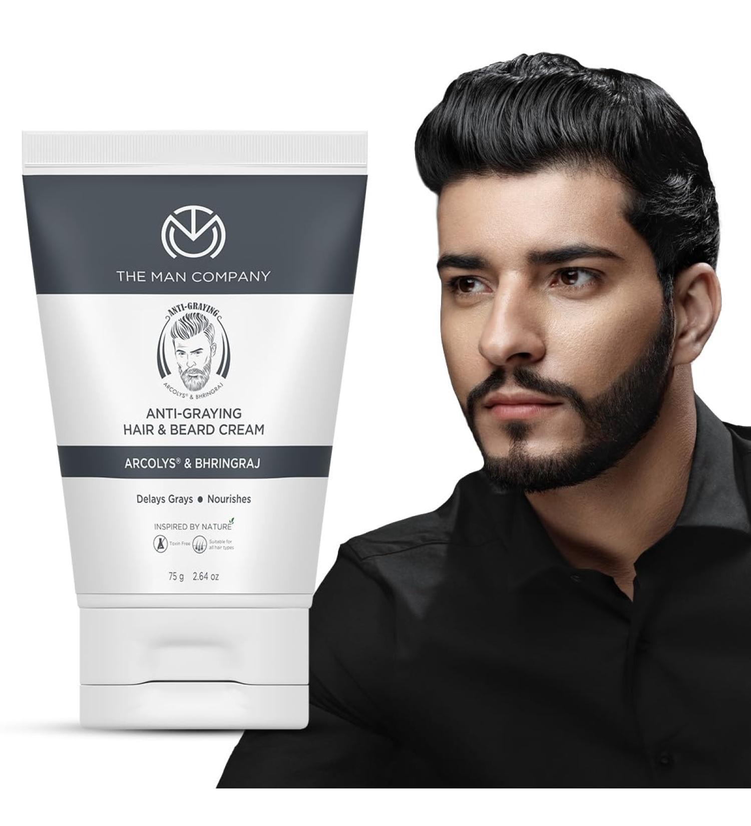 The Man Company Anti-Graying Hair & Beard Cream for Men | Nourishes & Styles | Toxin-Free | 75gm - Buy Online on GoSupps.com
