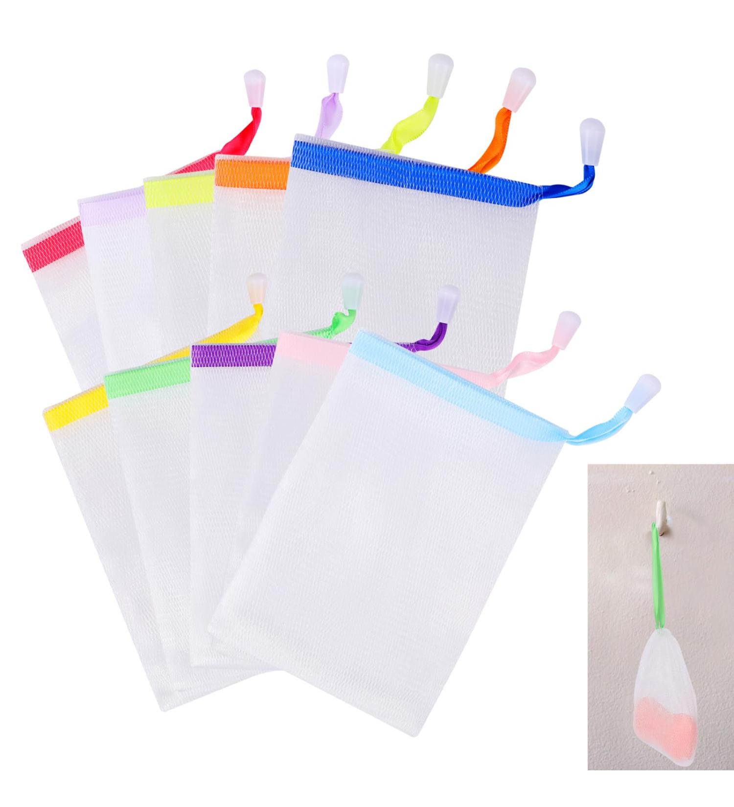 10 Pack Soap Bag Foam Network Nylon - Facial Cleaning Nets & Accessories (Random Color) | Premium Peeling Power Bag - Buy Online on GoSupps.com