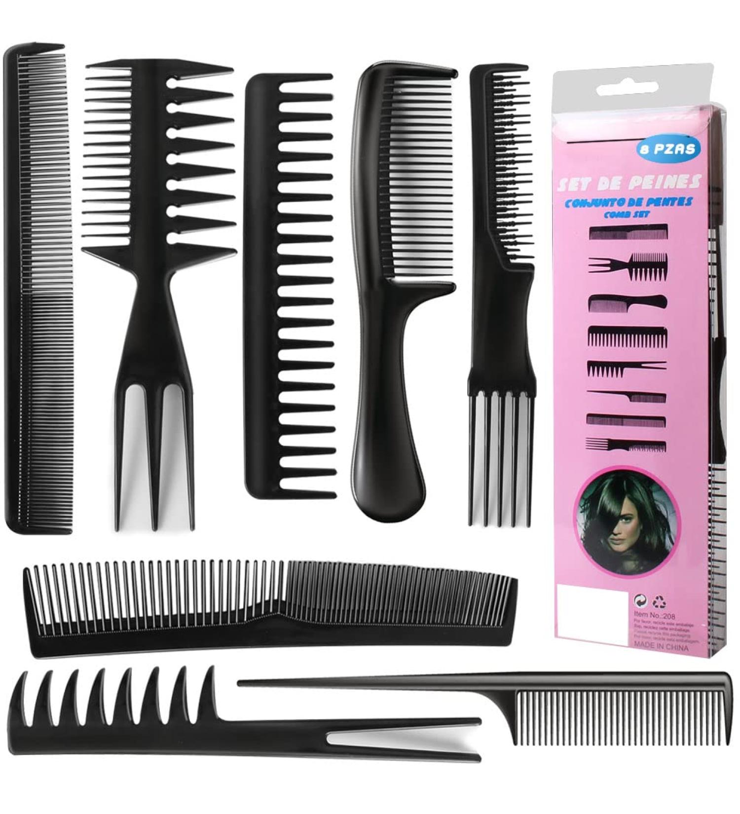 8-Piece Professional Hair Combs Set | Fine Wide Tooth, Anti-Static, Heat Resistant | for Women, Men, Salon & Home Styling - Buy Online on GoSupps.com