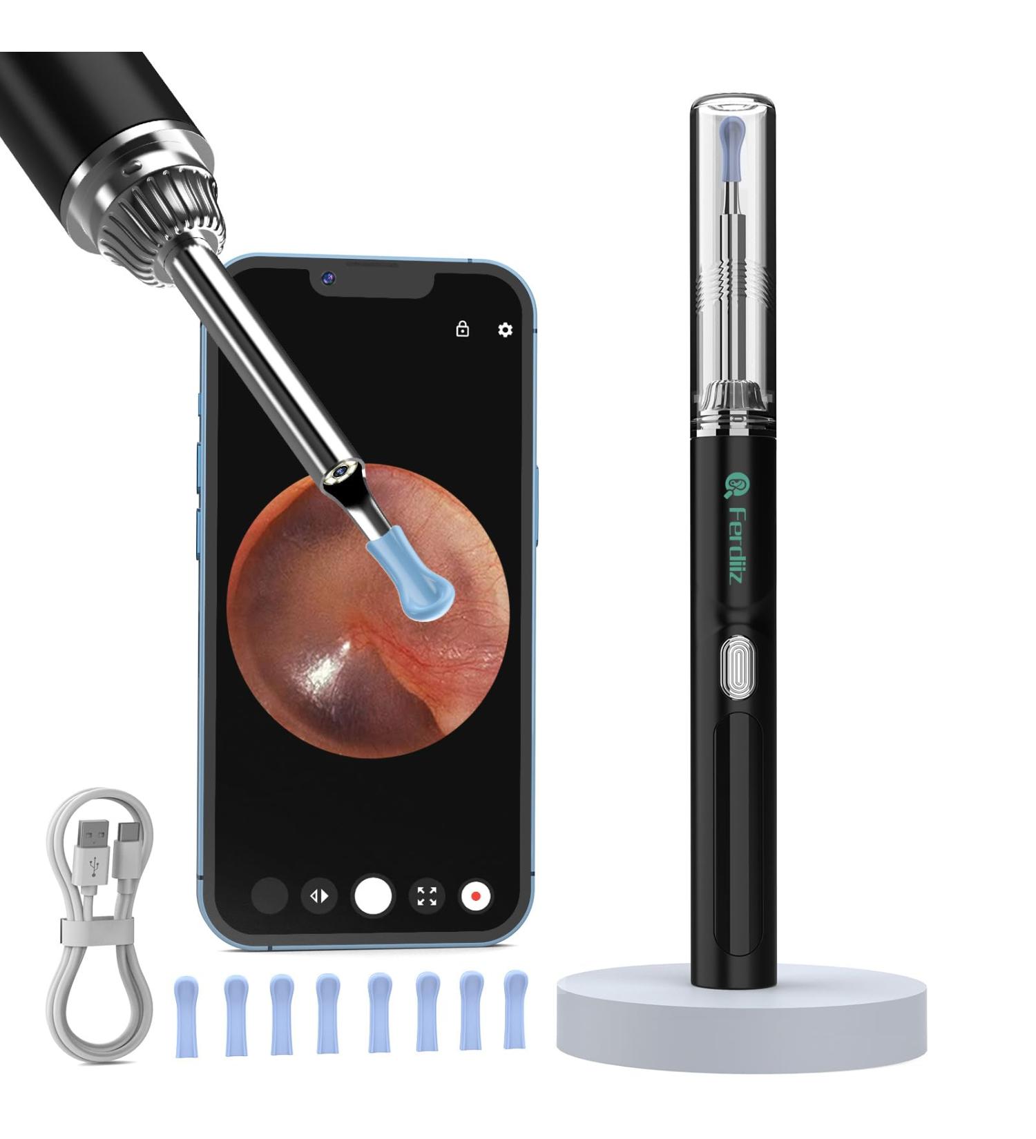 Ear Wax Removal Kit with 1080P Camera | Otoscope Ear Cleaner for iPhone & Android | Black - Buy Online on GoSupps.com