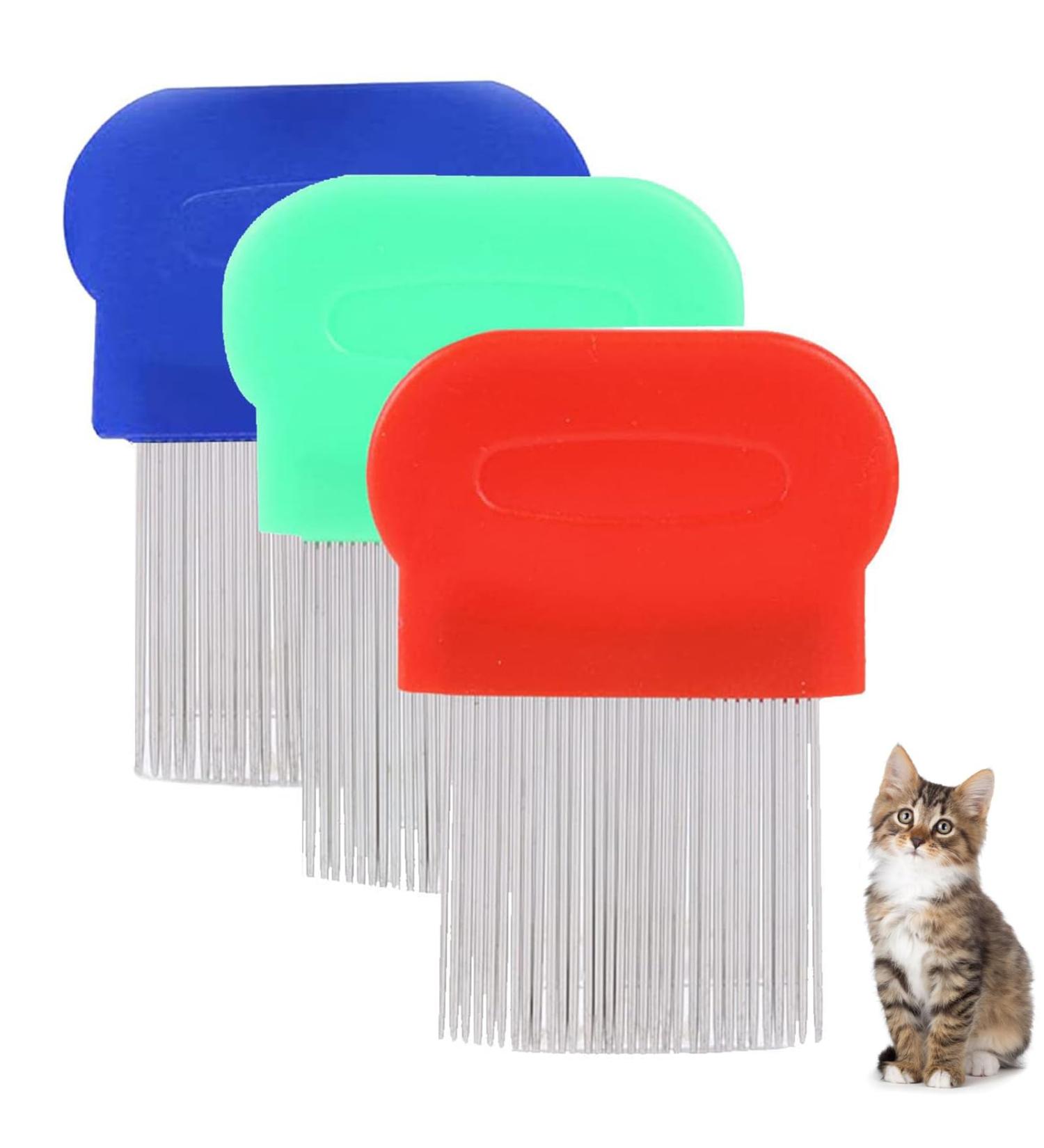 3-Piece Lice Comb Set for Cats & Dogs | Nissenkamm Scales Comb for Long Hair | Remove Lice & Dandruff | Green Red Blue - Buy Online on GoSupps.com