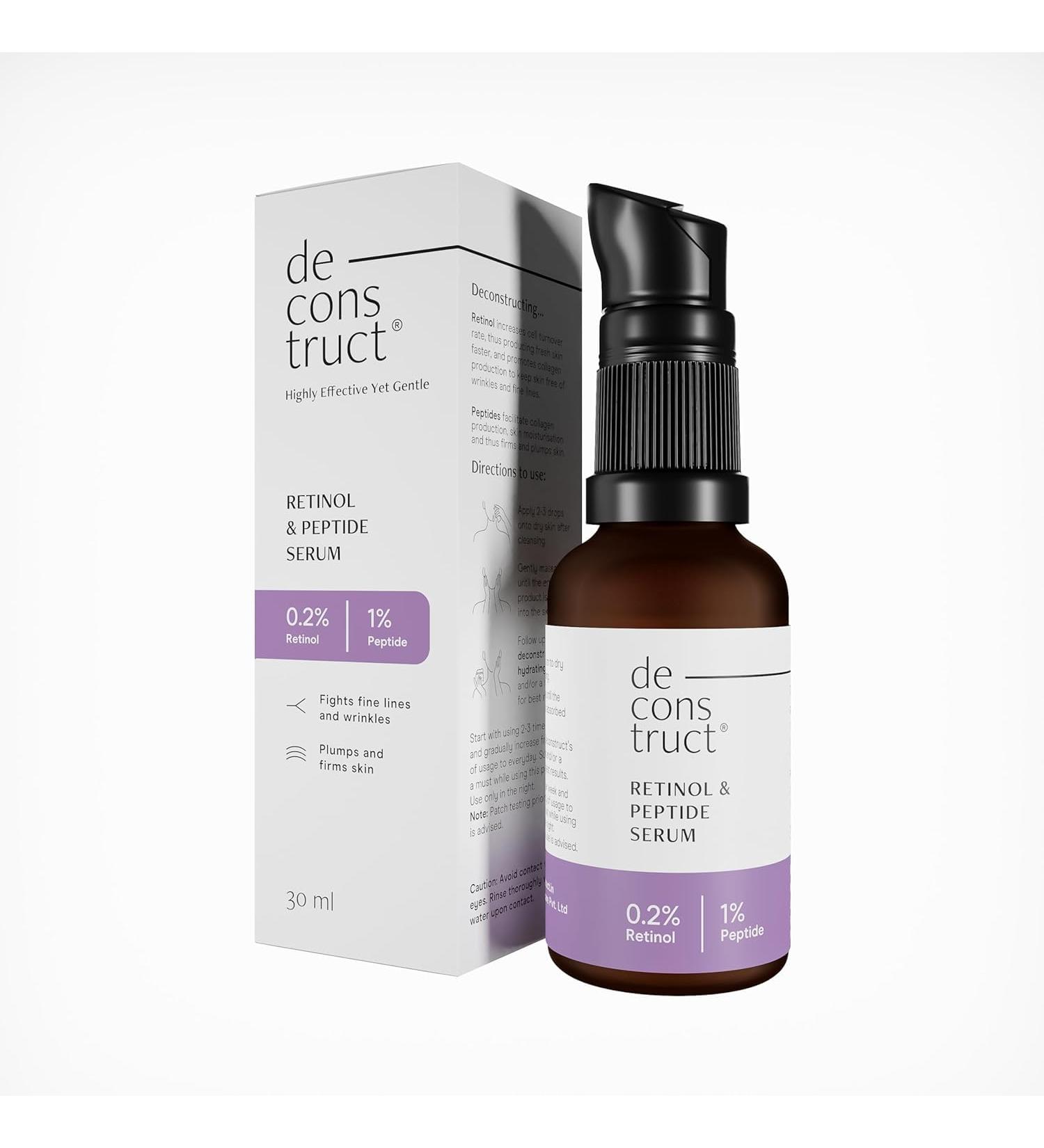 0.2% Retinol Face Serumm With 1% Peptide | Anti Aging Night Face Serumm To Reduce Fine Lines & Wrinkles | For Men & Women | Beginner Friendly | 30 Ml - Buy Online on GoSupps.com