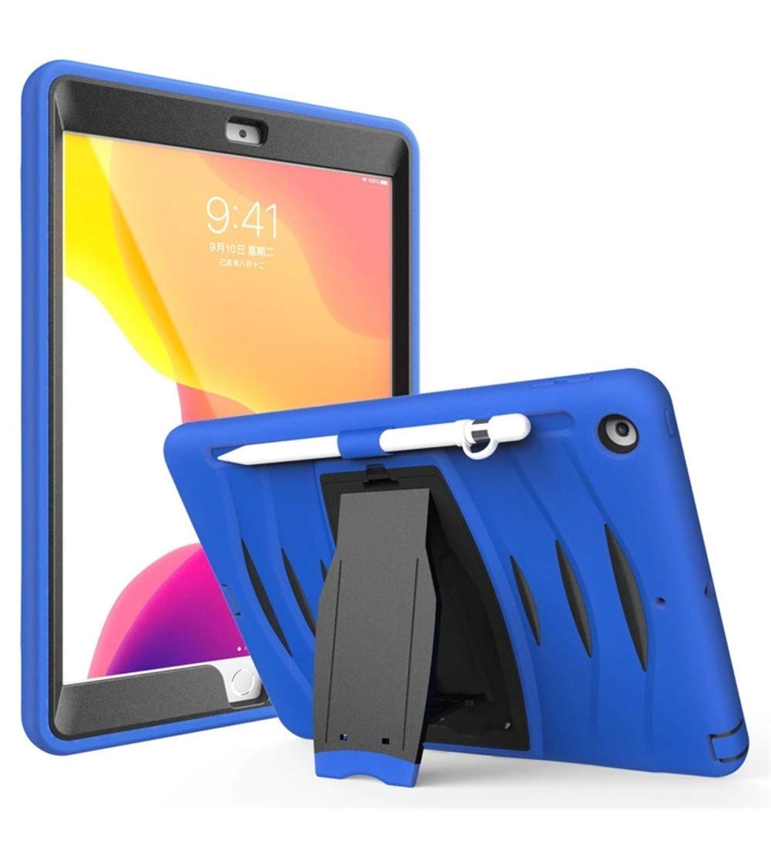 2017 iPad 9.7 Case Jennyfly Shockproof Hard Rugged Durable 3-Layer Protective Kid Case with Kickstand/Pen Holder/Support Viewing&Typing Angle for 2017/2018 iPad 9.7 - Blue 2017/2018 iPad 9.7 Blue