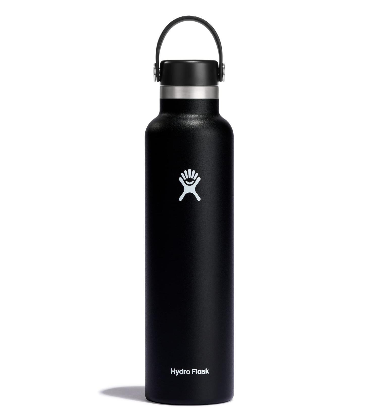 Hydro Flask Standard Mouth Bottle 24 Oz Black with Flex Cap - Insulated Water Bottle - Buy Online on GoSupps.com