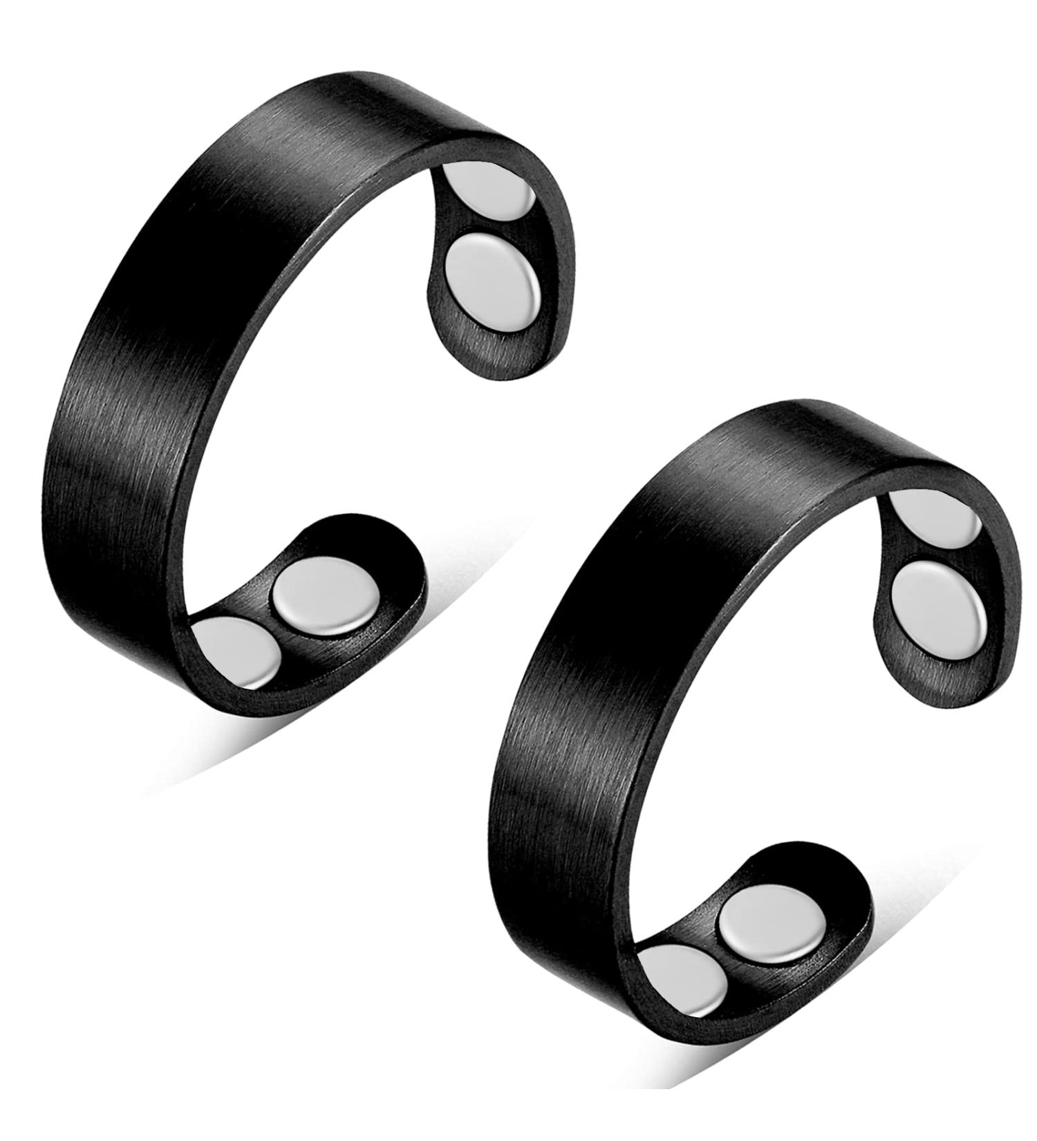 Vicmag 4X Strength Magnetic Copper Rings for Women - Adjustable 3500 Gauss Magnets - 100% Pure Copper - 2PCS Set in Jewelry Gift Box (Black) - Buy Online on GoSupps.com