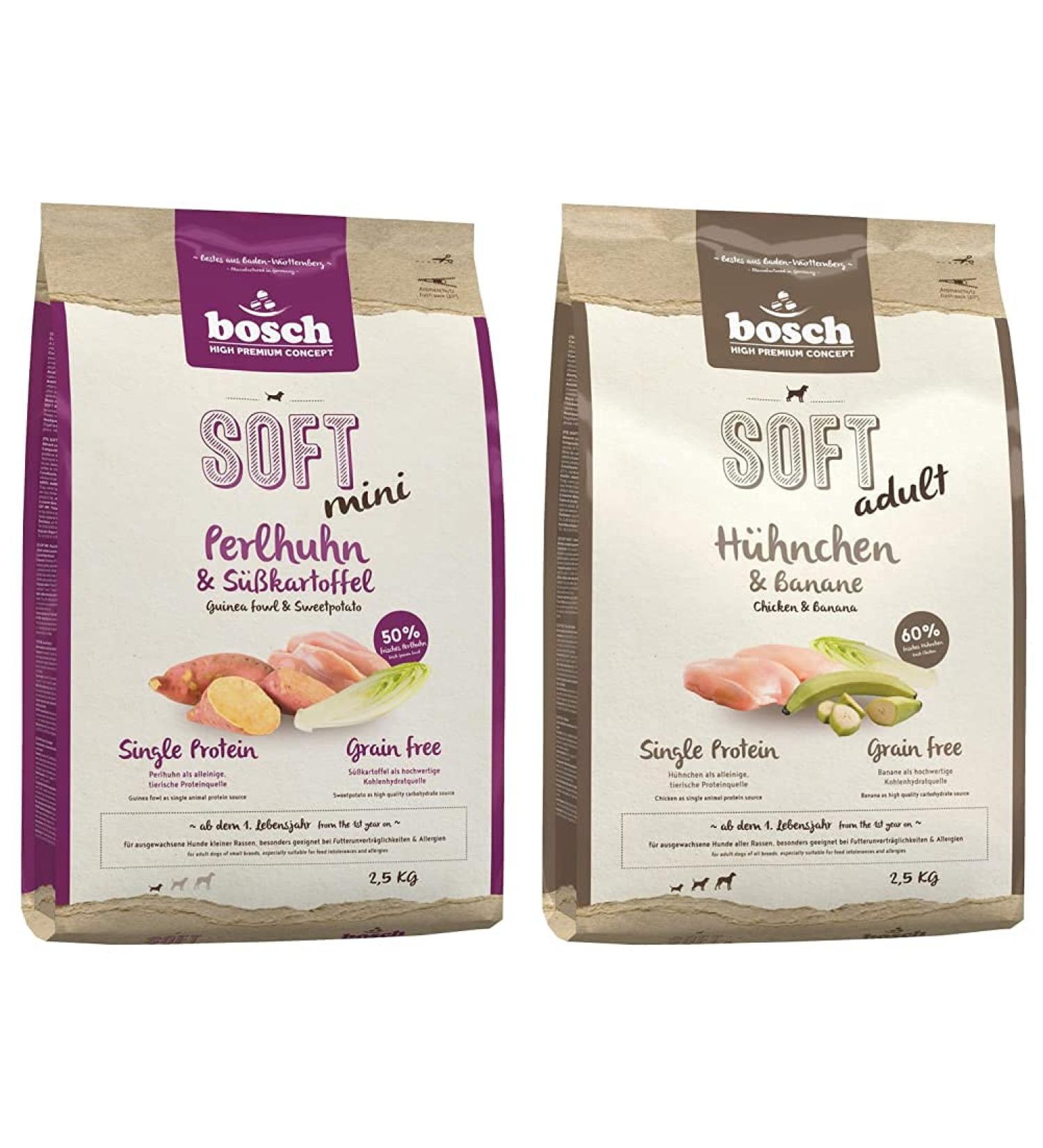 Buy Bosch HPC Soft Mini Perlhuhn & Sweet Potato + Chicken & Banana Bundle | Half-Moist Dog Food for Small Breeds | 2.5 kg Each | Best Quality International Shipping - Buy Online on GoSupps.com