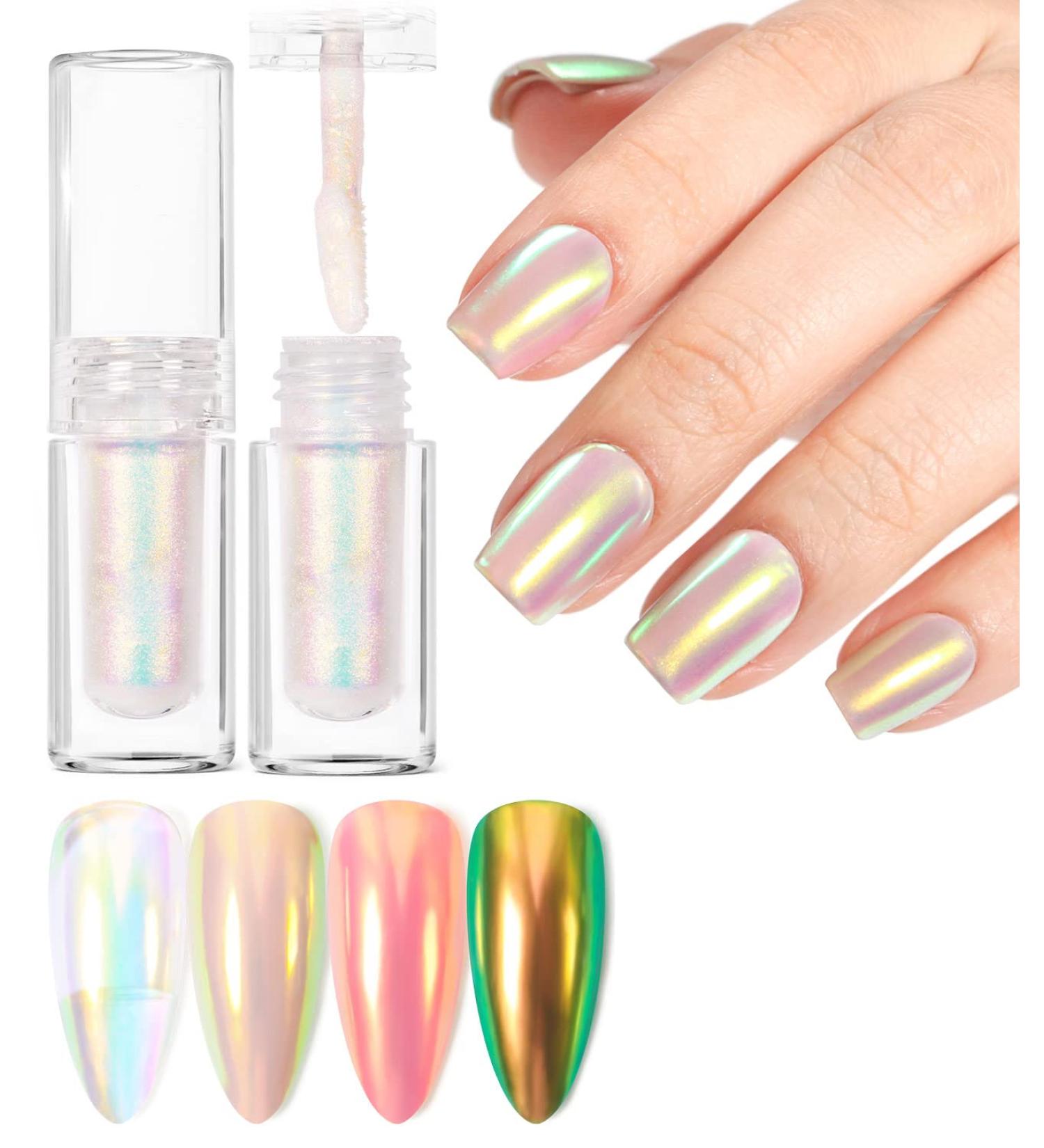 Dijit Liquid Chrome Nail Powder: Mermaid Iridescent Pearl Glitter- Magic Mirror Effect Pigment for DIY Manicure - TC01 - Buy Online on GoSupps.com