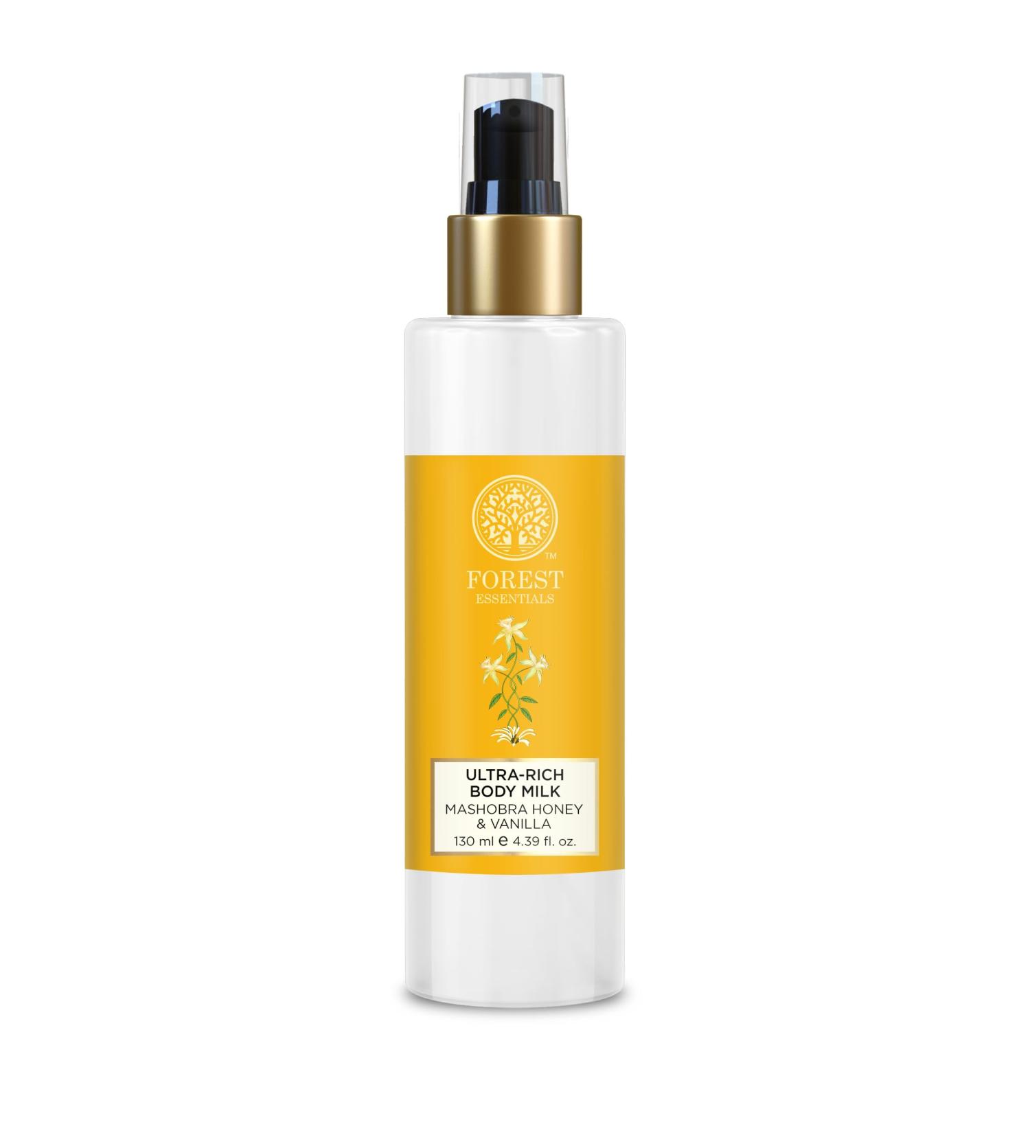 Buy Forest Essentials Ultra-Rich Body Milk Mashobra Honey & Vanilla 130ml - Nourishing Body Lotion for Soft Skin | International Shipping - Buy Online on GoSupps.com