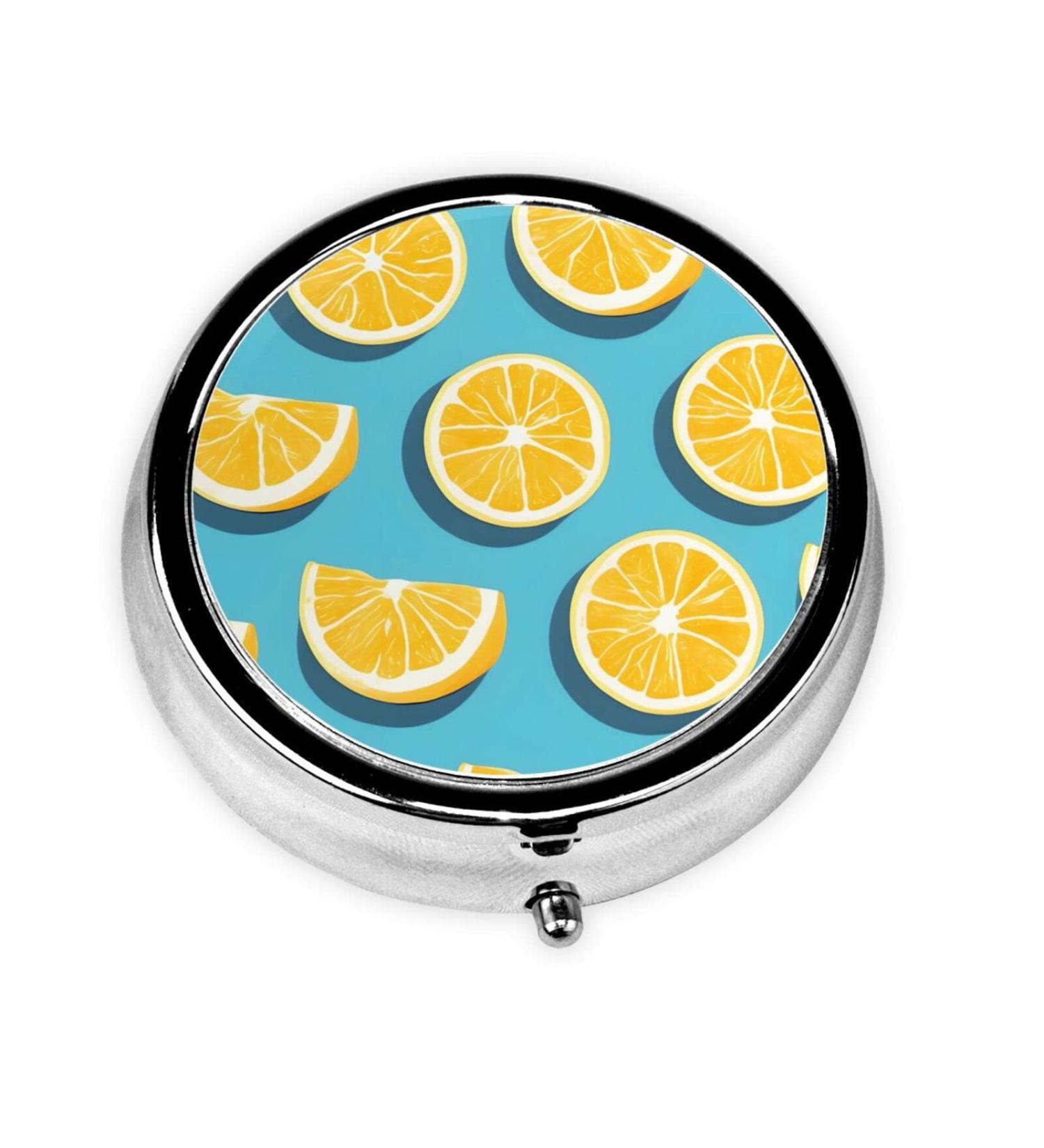 Portable Lemon Wedges Round Pill Box - 3 Compartment Organizer for Travel | Travel-Friendly Pill Storage - Buy Online on GoSupps.com