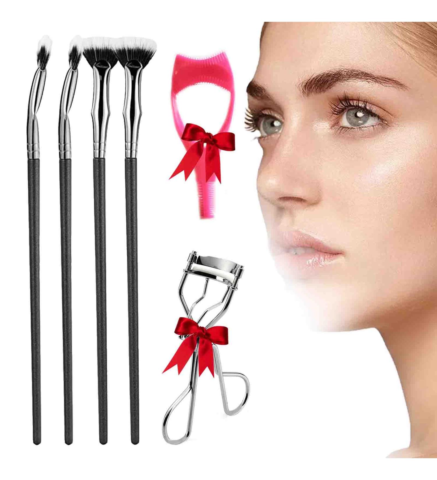 Folding Angle Scalloped Lash Brush Mascara Fan Brush Mascara Brush Eyelash Comb Separator for Upper Lower Eye Lash Multifunctional Angled Fan Shaped Eyelash Brush Lash Wand Brush (4Pcs) - Buy Online on GoSupps.com