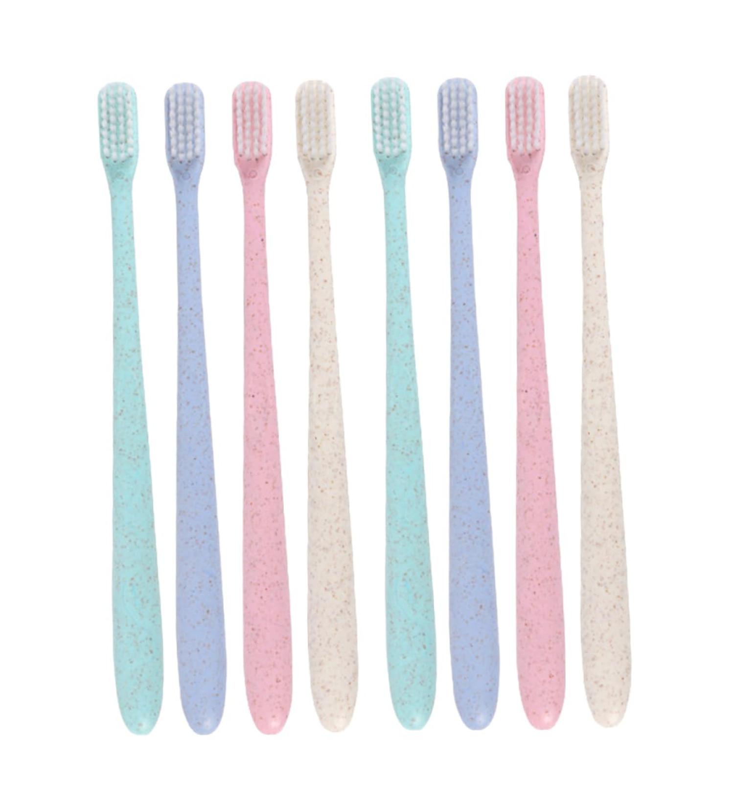 Buy FRCOLOR Soft Bristle Charcoal Toothbrushes - Eco-Friendly Wheat Straw Travel Set for Gum Care & Camping | 8pcs - Buy Online on GoSupps.com