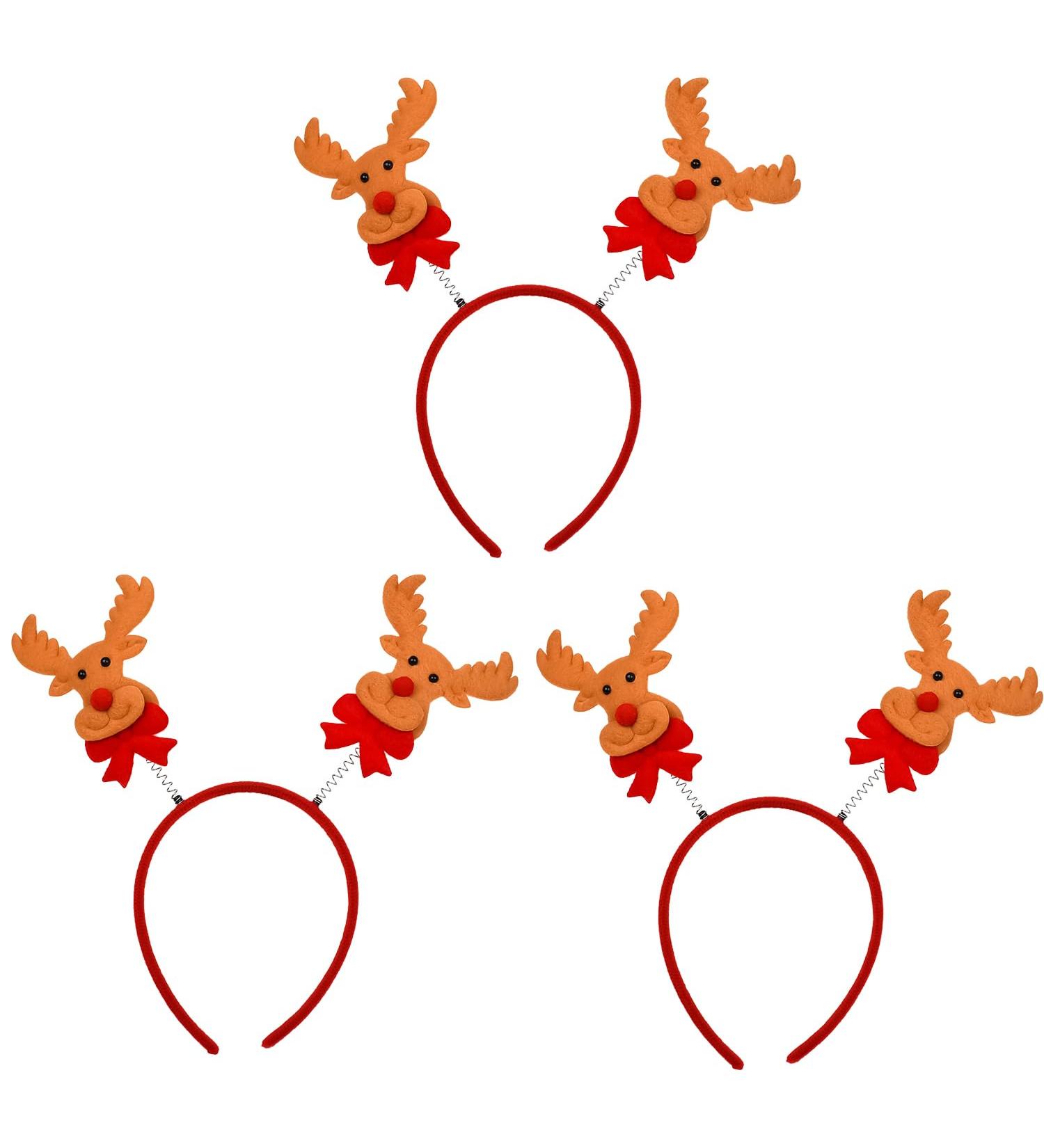 JNAWA 3 Pieces Christmas Reindeer Headband Novelty 3D Reindeer Headbands for Women Girls Christmas Costume Accessory Dressing Up Party - Buy Online on GoSupps.com