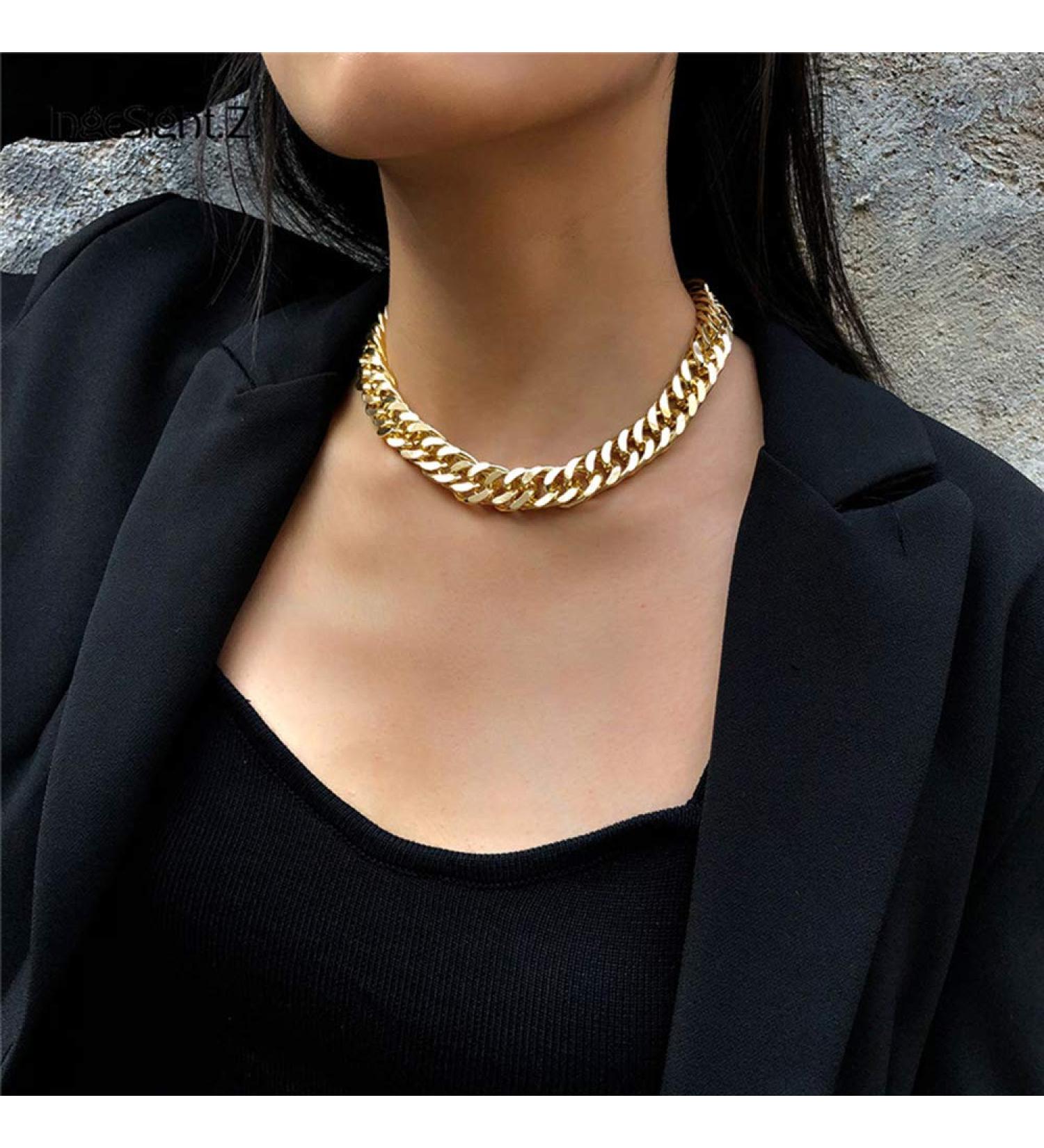 Chic Gold Chunky Necklace Choker Link Curb Chain - Stylish Gift for Women - Buy Online on GoSupps.com