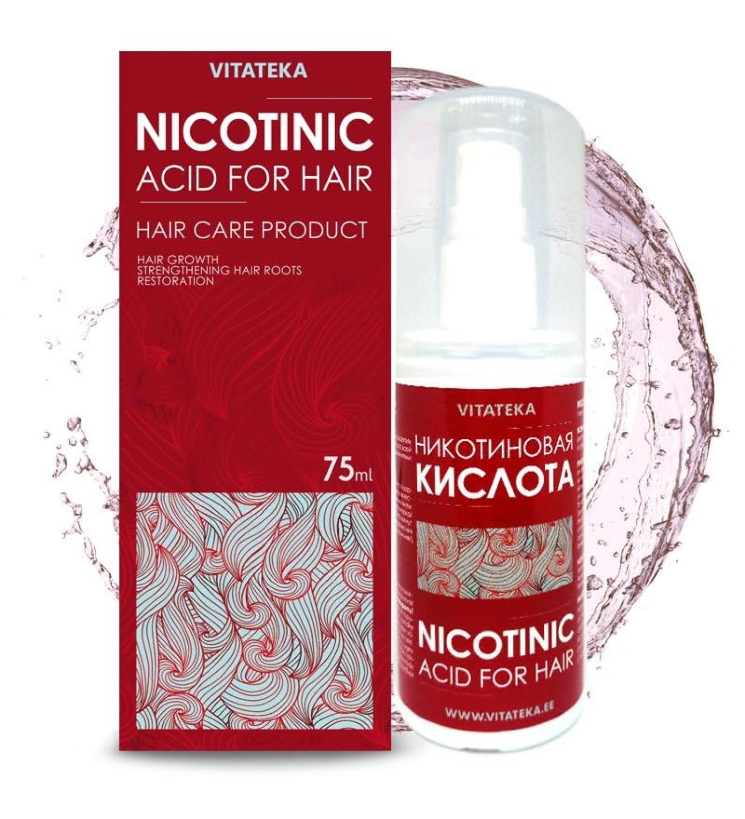 Nicotinic acid niacin vitamin B3 against hair loss for hair strengthening. WITHOUT artificial additives Nicotinic acid for hair 65ml