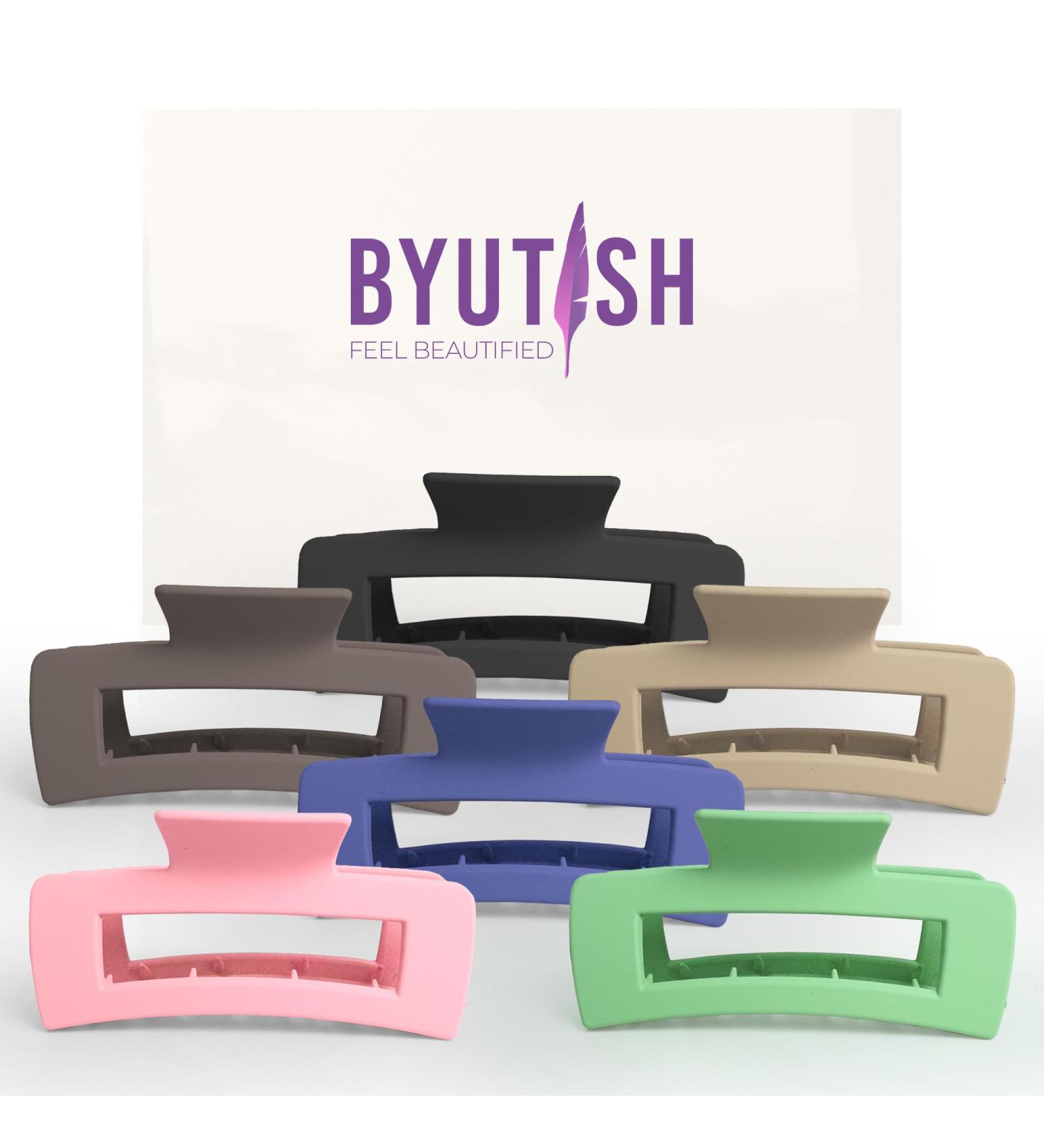 Byutish Square Hair Claw Clips for Thick Hair - 6 Pcs | Anti-Slip Strong Grip with Matte Finish | Stylish Hair Claws for Straight, Curly, Wavy Hair - Buy Online on GoSupps.com