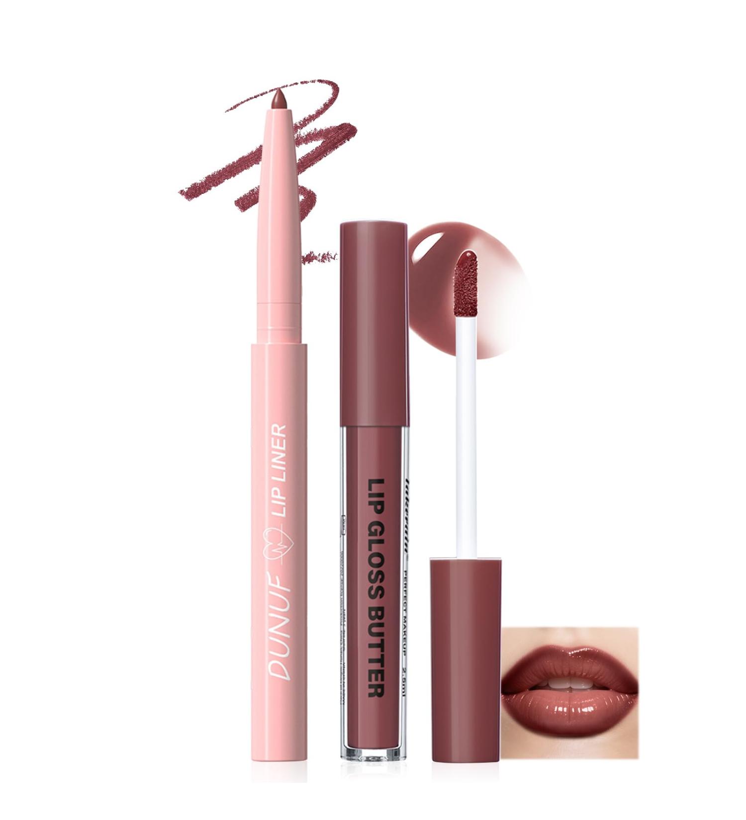  Prreal Set of 2 brown lipsticks and butter gloss matte lip pencil with moisturizing oil long-lasting waterproof smooth and silky 03 - Buy Online on GoSupps.com