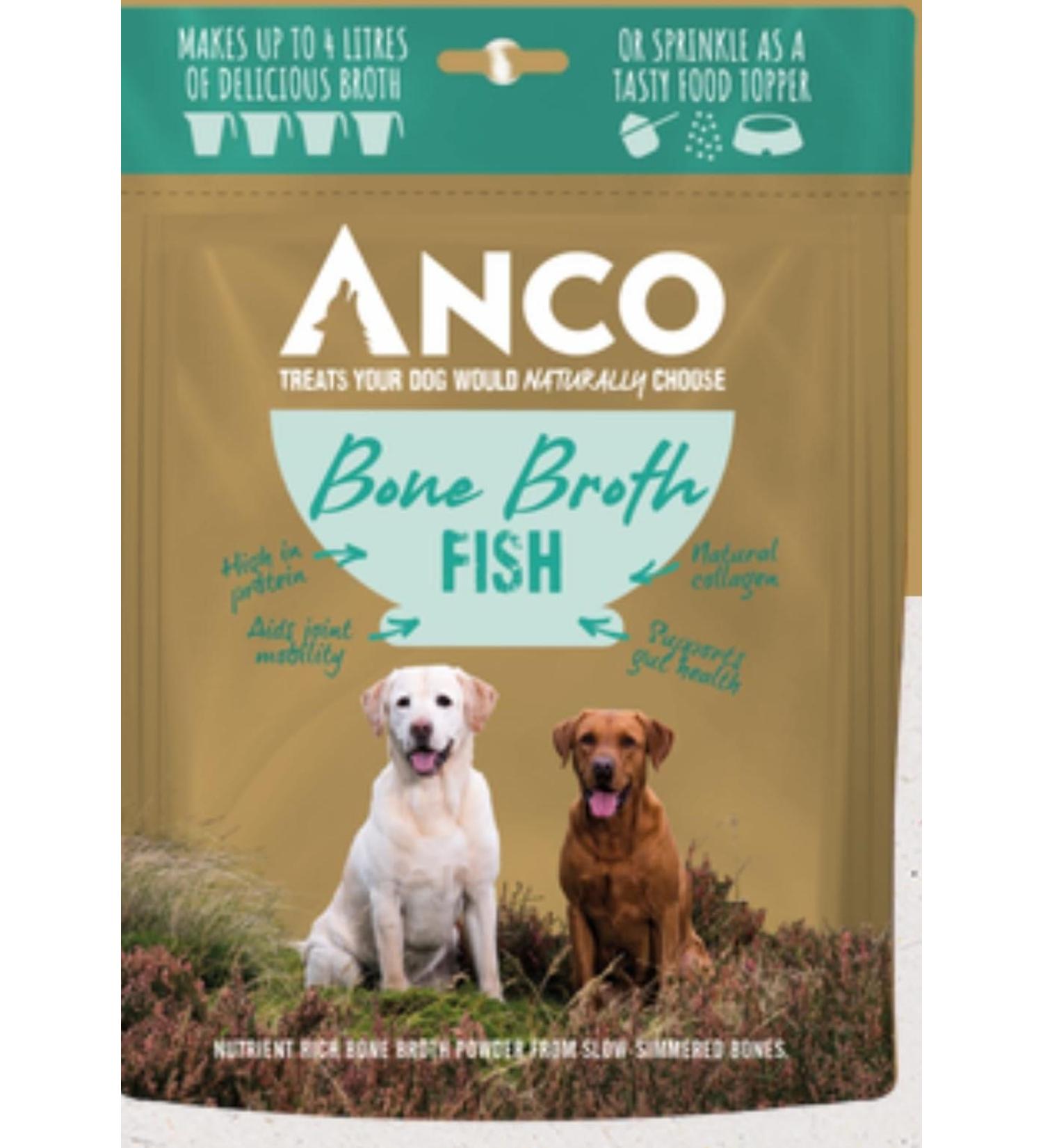 BONE BROTH POWDER FOR DOGS MAKES 4 LTRS NO ADDITIVES PRESERVATIVES DAIRY SOYA GRAINS OR GLUTEN HYPOALLERGENIC (Fish)