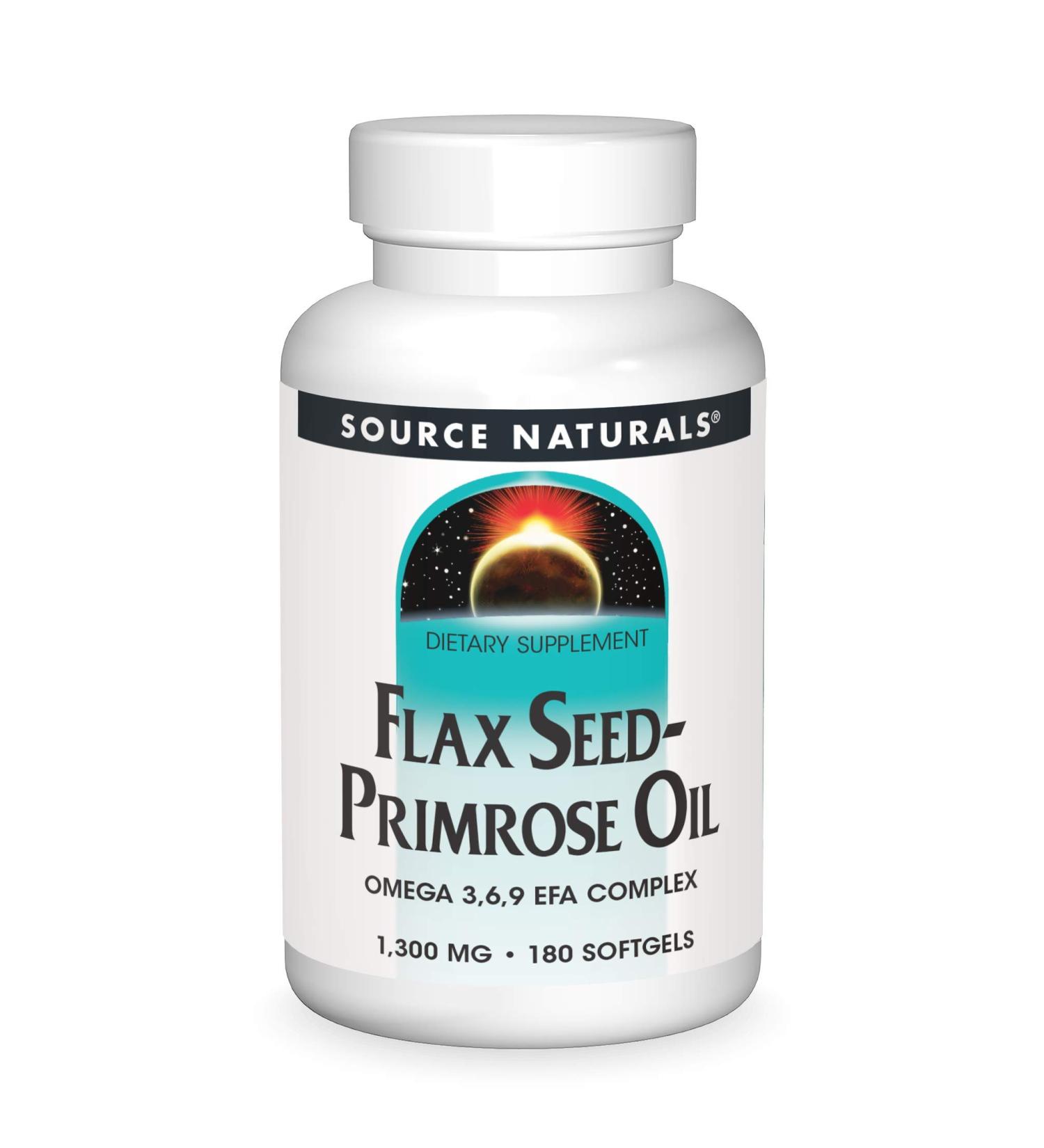 Source Naturals Flax Seed & Evening Primrose Oil 1300 mg - 180 Softgels | Omega-3 & GLA Support - Buy Online on GoSupps.com