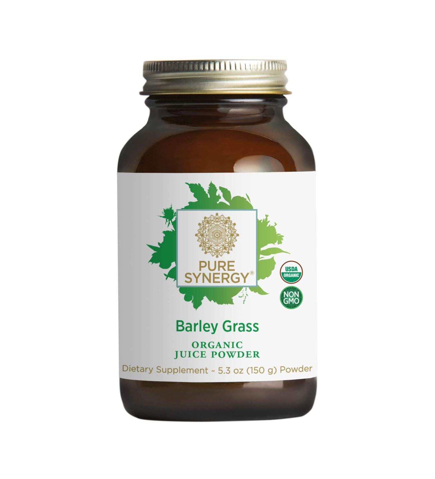 Pure Synergy Organic Barley Grass Juice Powder 5.3 oz - Nutrient-Rich Superfood - Buy Online on GoSupps.com