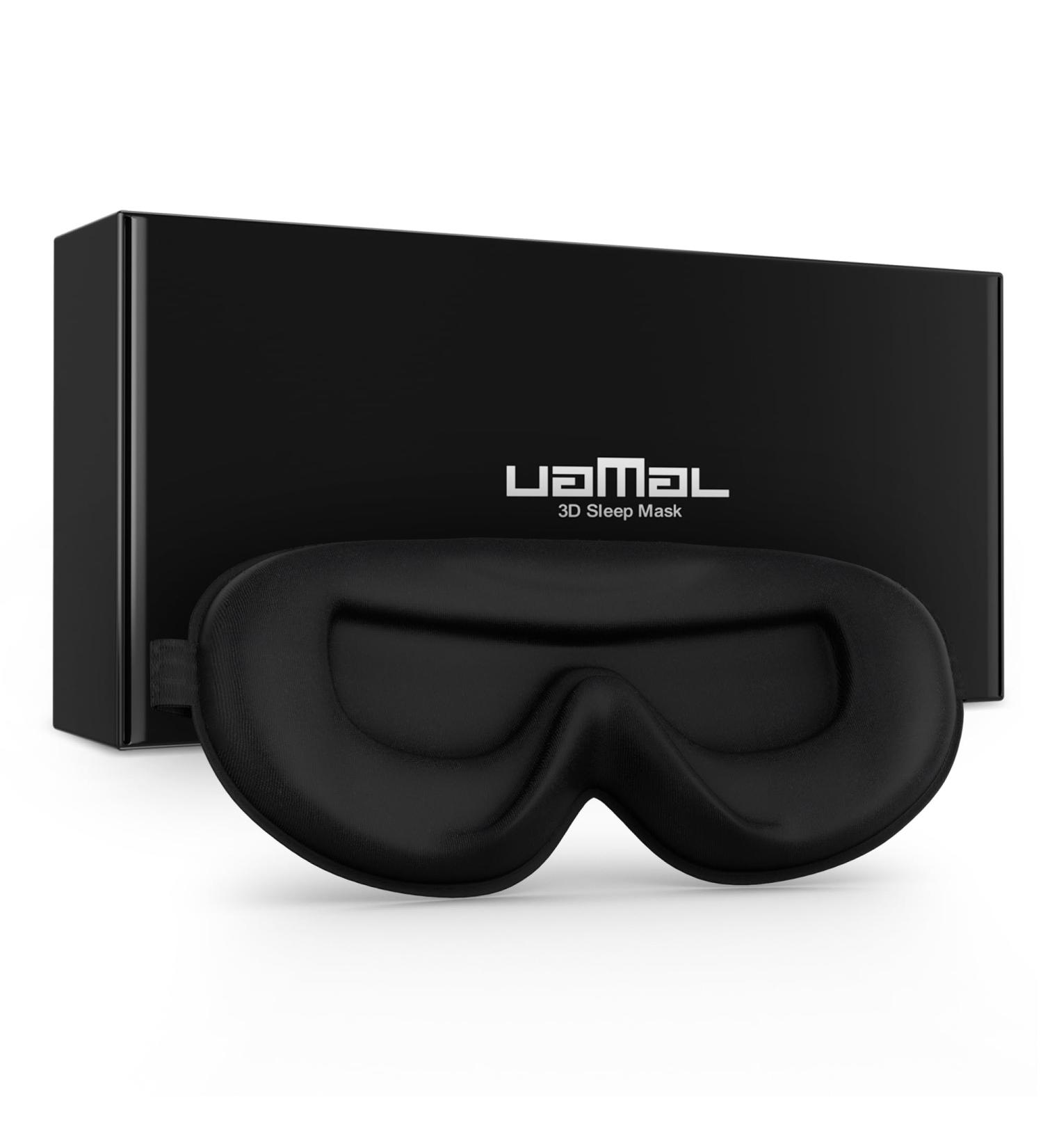 UAMAL 100% Blackout Sleep Mask for Men & Women - 3D Zero Pressure Sleeping Mask with Adjustable Strap - Premium BLACK Eye Mask for Sleeping - Travel Essentials - Buy Online on GoSupps.com