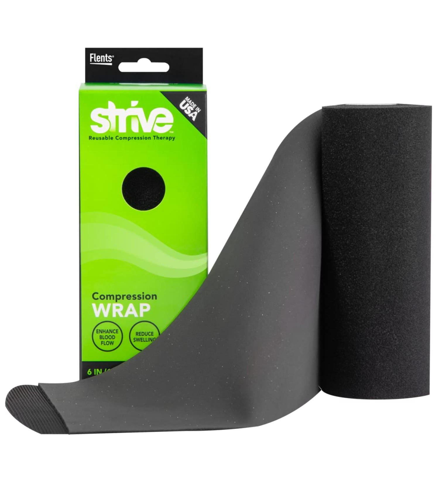 STRIVE Compression Infrared Therapy Wrap for Wrist, Arm, Leg, Ankle, Elbow - Made in USA - 6 x 60 - Enhances Blood Flow, Reduces Swelling, Accelerates Healing - Black - Buy Online on GoSupps.com