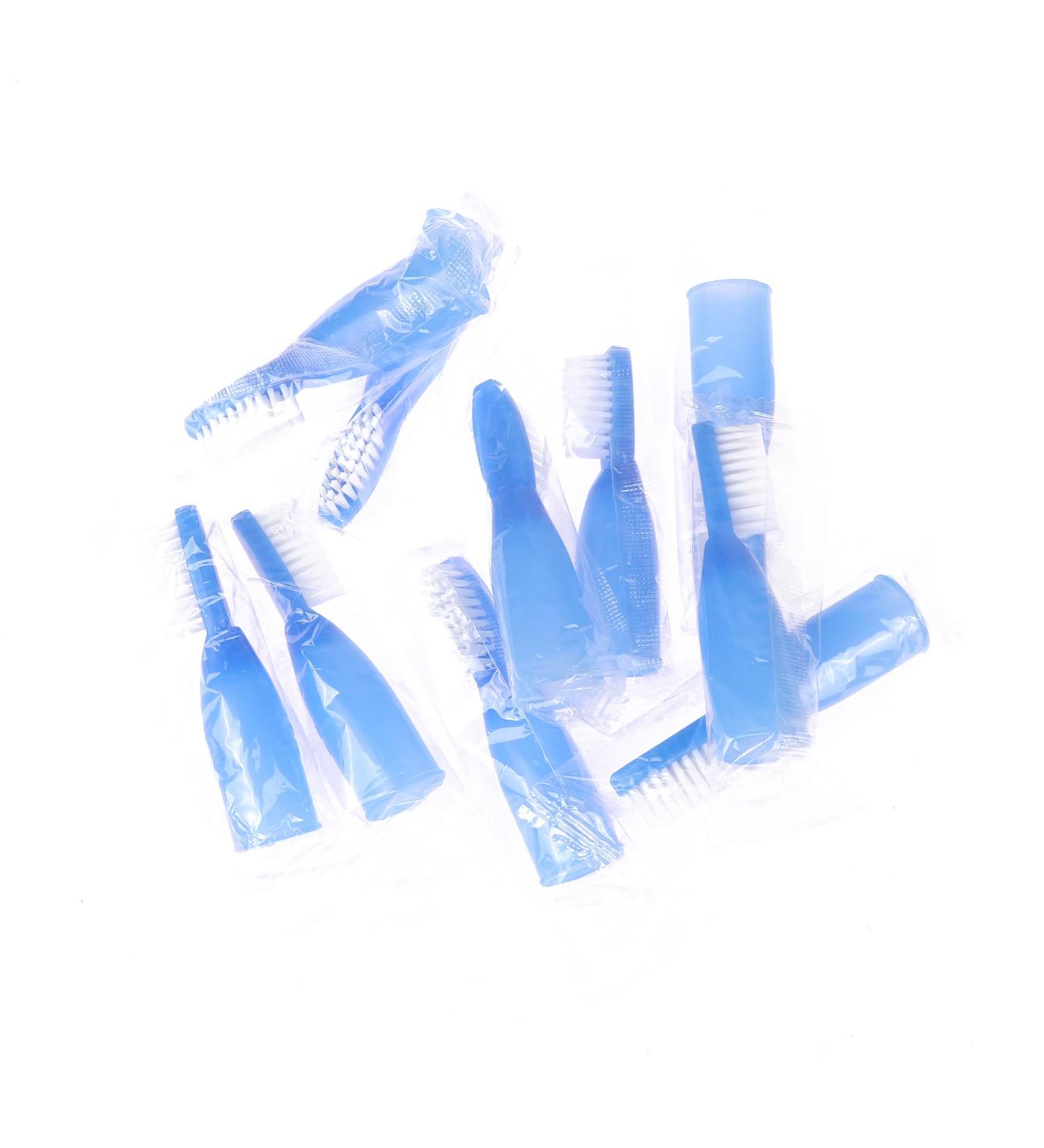 10-Pack Mini Portable Toothbrushes for Travel | Ideal Toothbrush Accessories for Prison & Cleaning - Blue - Buy Online on GoSupps.com